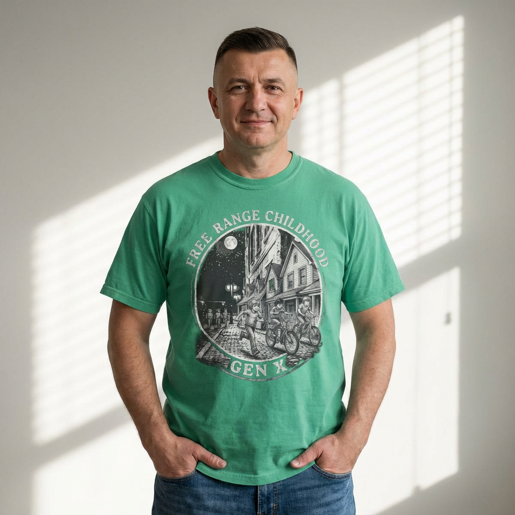 Free Range Childhood Gen X T-Shirt — Retro Nostalgia Graphic Comfort Colors Tee product thumbnail image Free Range Childhood Gen X T-Shirt — Retro Nostalgia Graphic Comfort Colors Tee product thumbnail image