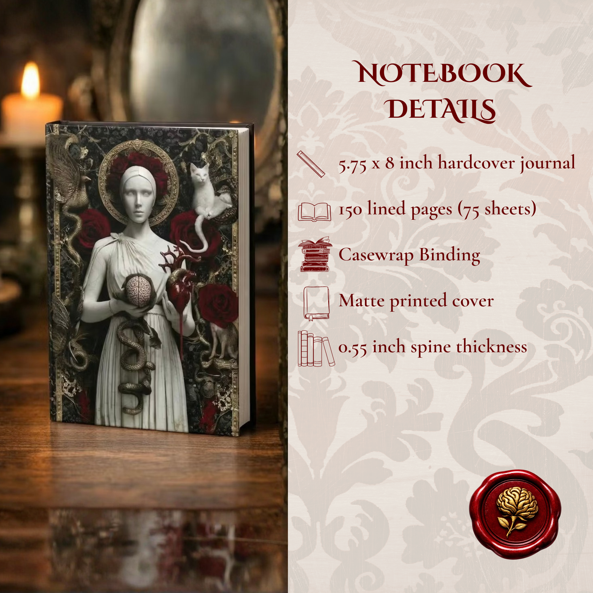 Dark Feminine Gothic Goddess Journal | Occult Aesthetic Hardcover Notebook | Divine Feminine Writing Journal product thumbnail image Dark Feminine Gothic Goddess Journal | Occult Aesthetic Hardcover Notebook | Divine Feminine Writing Journal product thumbnail image
