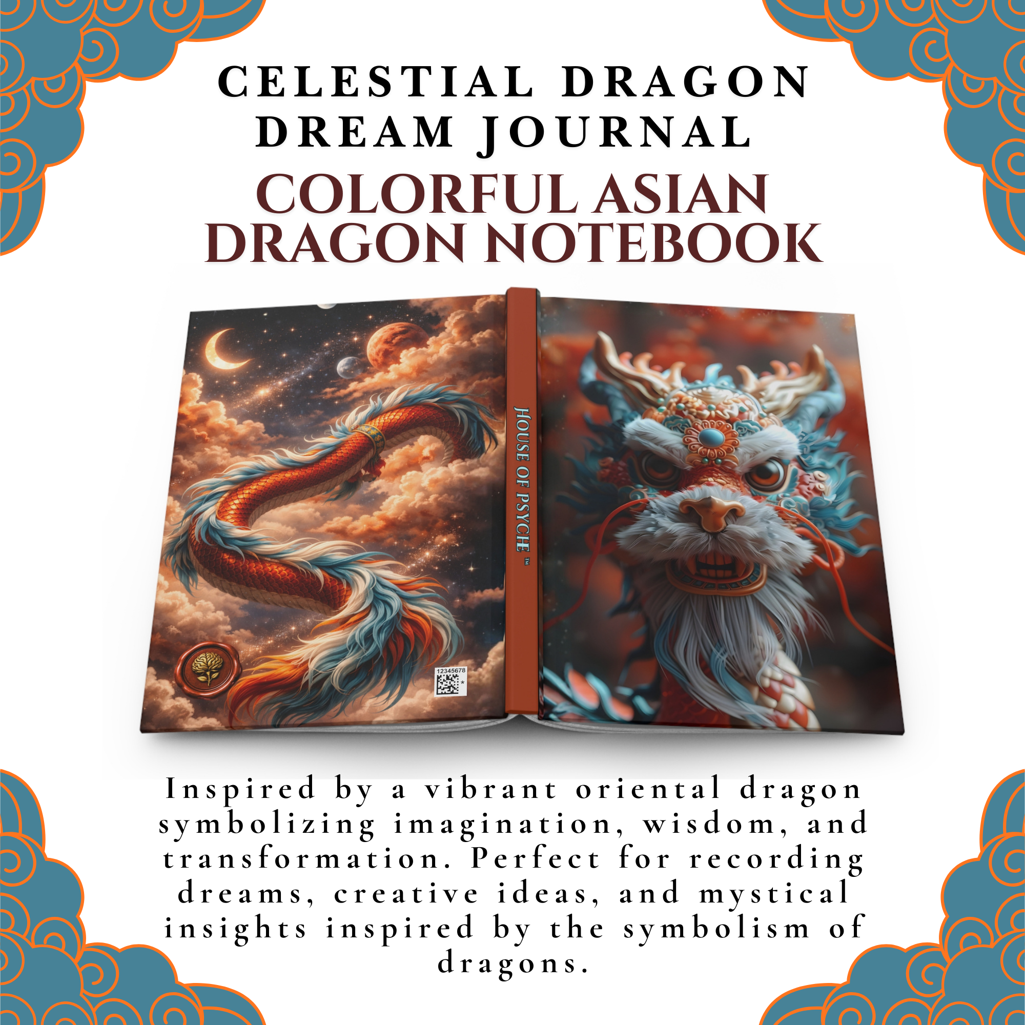 Dragon Art Hardcover Journal — Mythical Chinese Dragon Illustration Notebook product thumbnail image