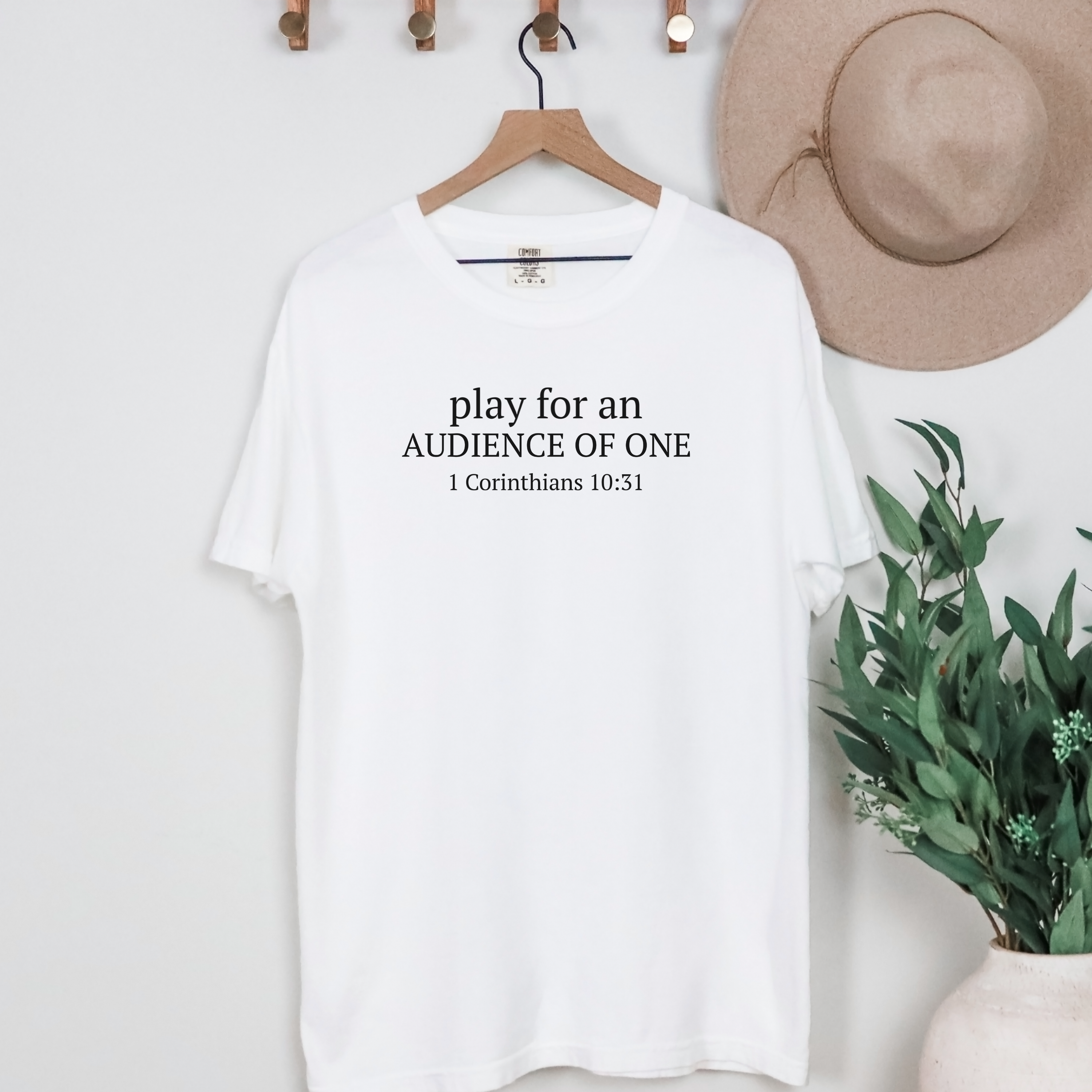 Play for an Audience of One Christian T-Shirt — 1 Corinthians 10:31 Inspirational Tee product thumbnail image