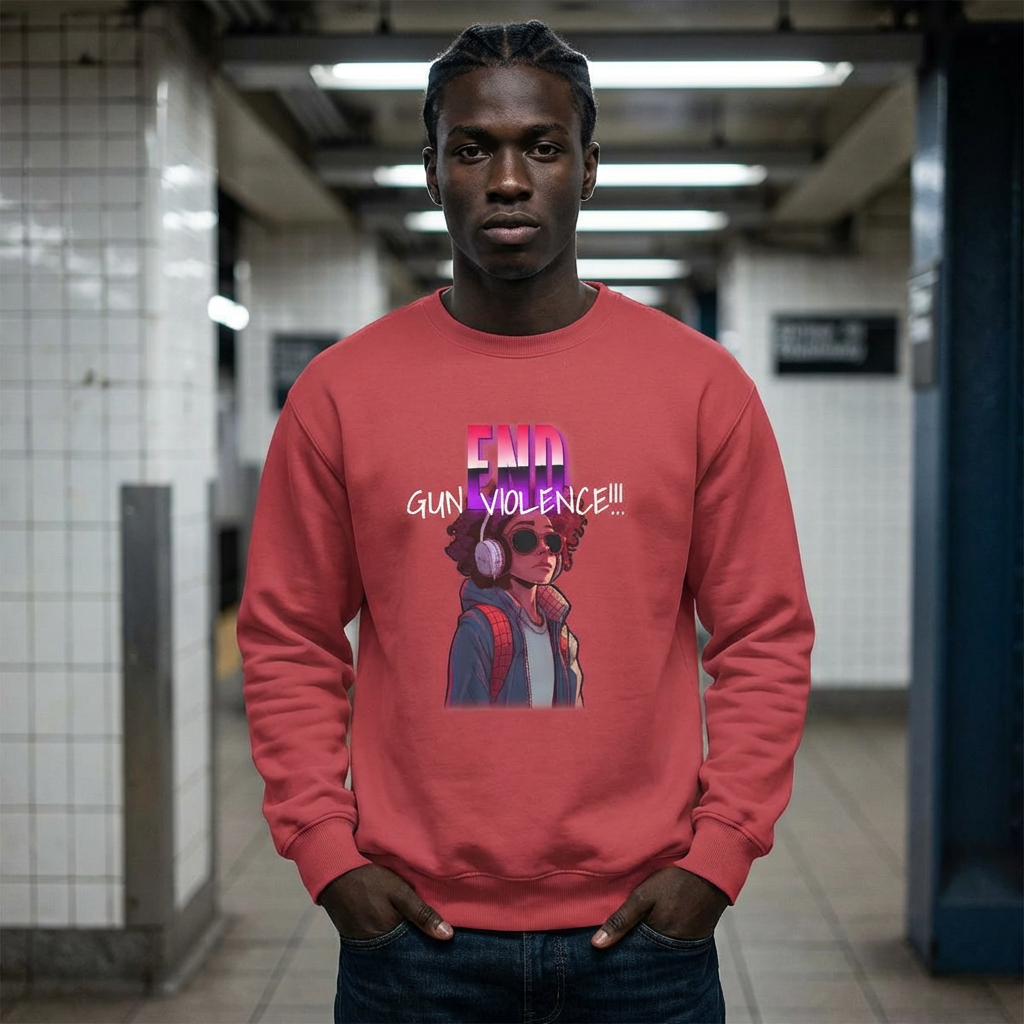 Crewneck Sweatshirt – END VIOLENCE Graphic Unisex Comfort Colors Sweatshirt | Streetwear Message | 5 Colors | LifeCoachDesigns.shop product thumbnail image