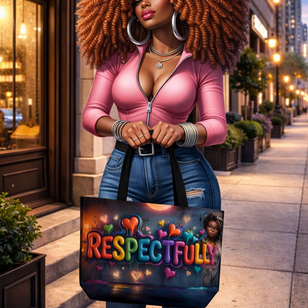 Respectfully Weekender Tote Bag — Colorful Heart Graphic Travel &amp; Beach Bag product thumbnail image