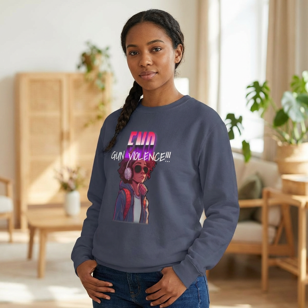 Crewneck Sweatshirt – END VIOLENCE Graphic Unisex Comfort Colors Sweatshirt | Streetwear Message | 5 Colors | LifeCoachDesigns.shop product thumbnail image