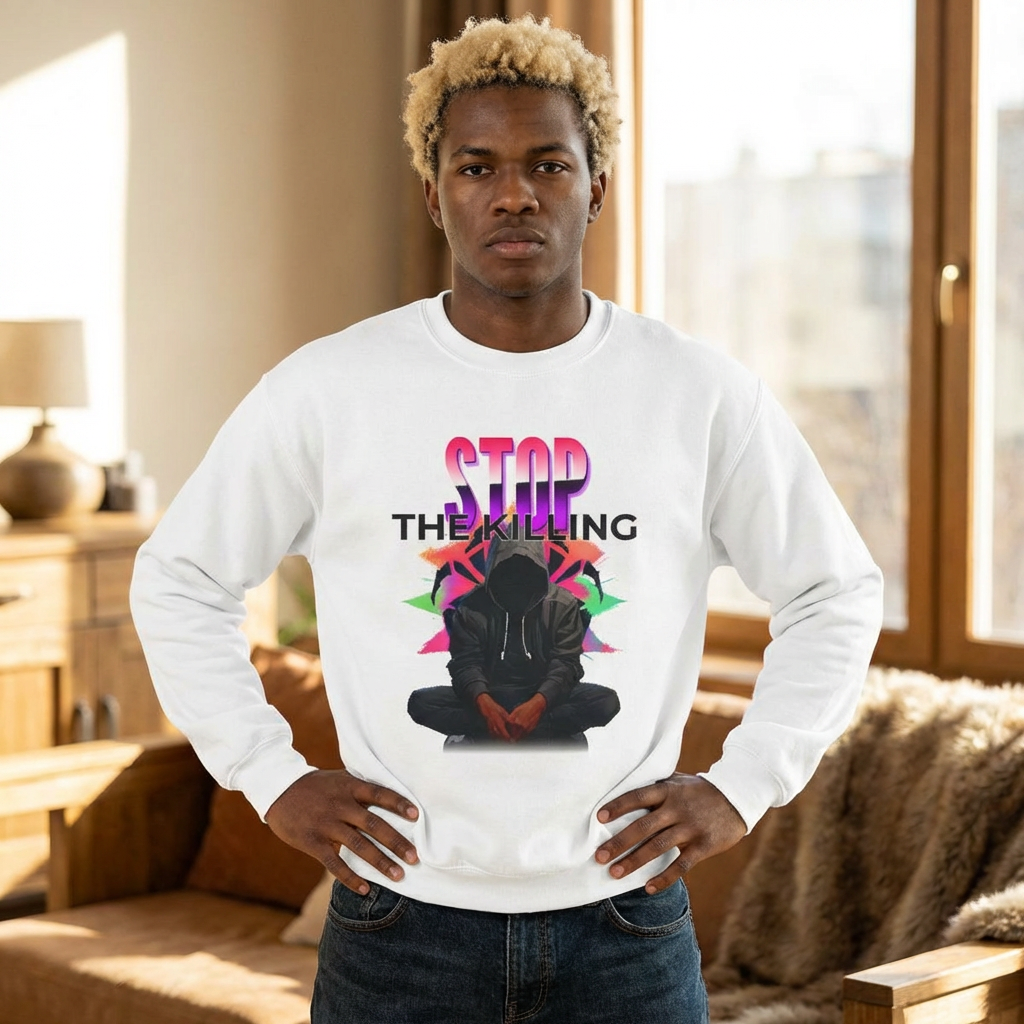 Crewneck Sweatshirt – STOP THE KILLING Graphic | Unisex Comfort Colors Sweatshirt | Street Awareness Apparel | LifeCoachDesigns.shop Exclusive product thumbnail image Crewneck Sweatshirt – STOP THE KILLING Graphic | Unisex Comfort Colors Sweatshirt | Street Awareness Apparel | LifeCoachDesigns.shop Exclusive product thumbnail image