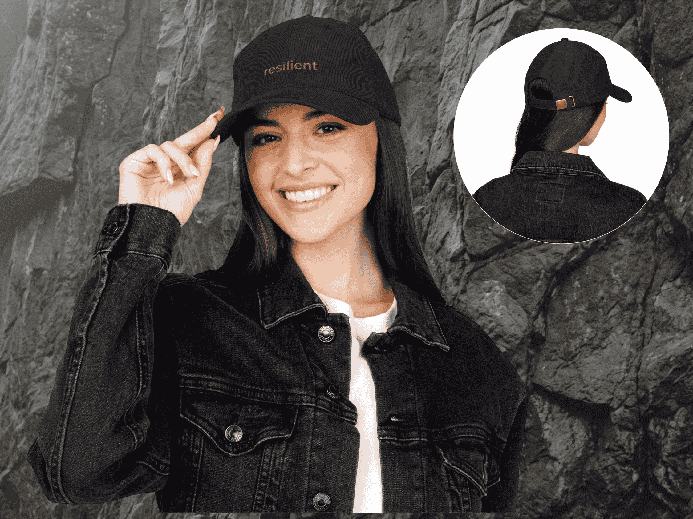 Resilient Corduroy Mental Health Hat, Somatic Wellness, Mindfulness, Vagus Nerve Gift, Aesthetic Streetwear, Retro Dad Cap product thumbnail image