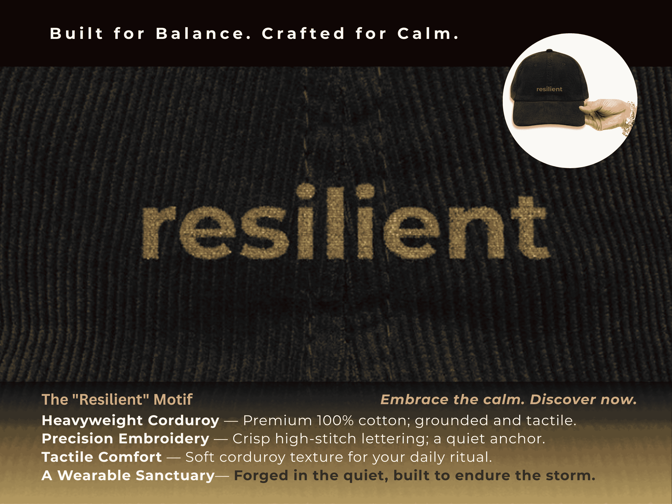 Resilient Corduroy Mental Health Hat, Somatic Wellness, Mindfulness, Vagus Nerve Gift, Aesthetic Streetwear, Retro Dad Cap product thumbnail image Resilient Corduroy Mental Health Hat, Somatic Wellness, Mindfulness, Vagus Nerve Gift, Aesthetic Streetwear, Retro Dad Cap product thumbnail image