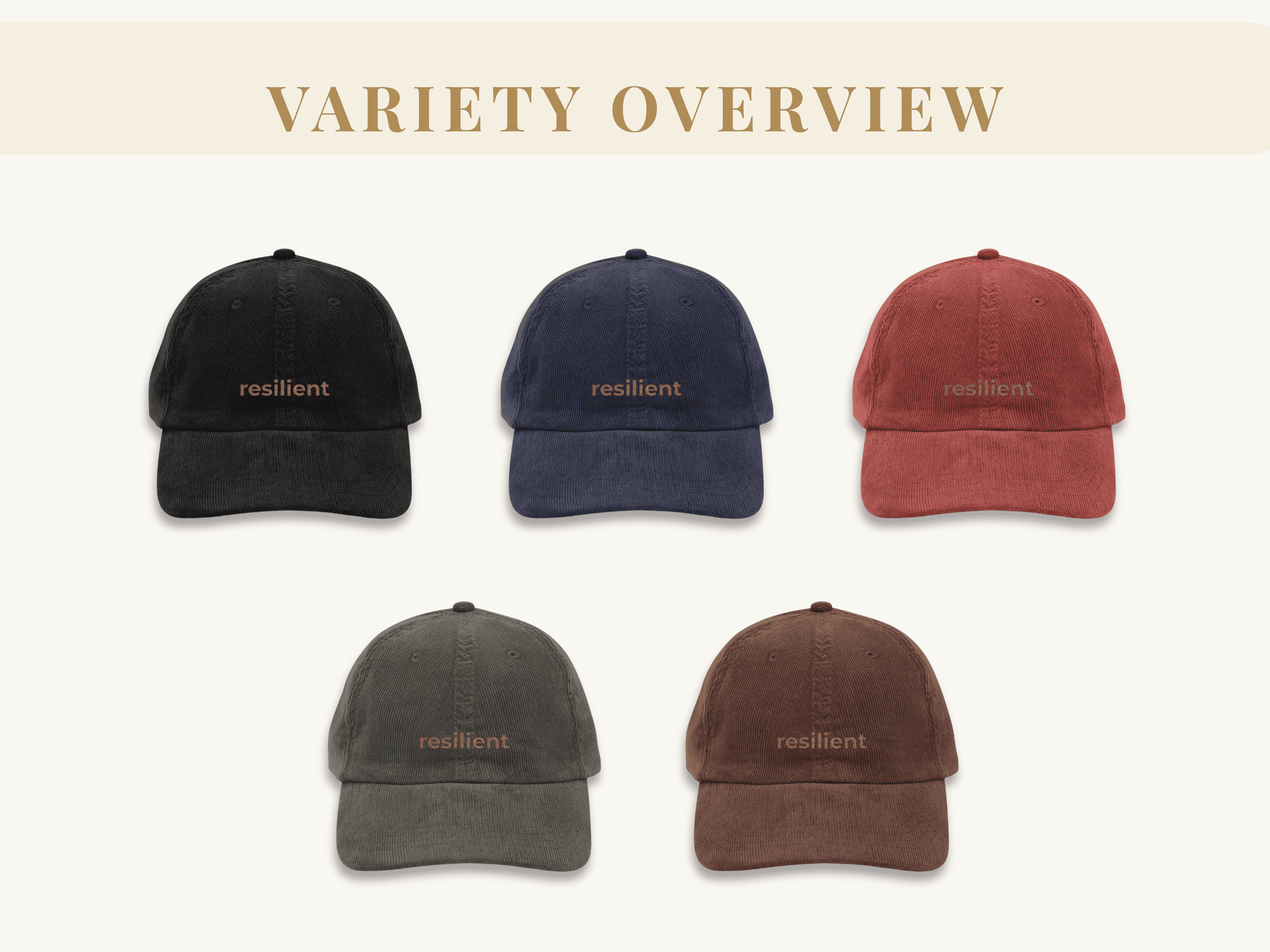 Resilient Corduroy Mental Health Hat, Somatic Wellness, Mindfulness, Vagus Nerve Gift, Aesthetic Streetwear, Retro Dad Cap product thumbnail image