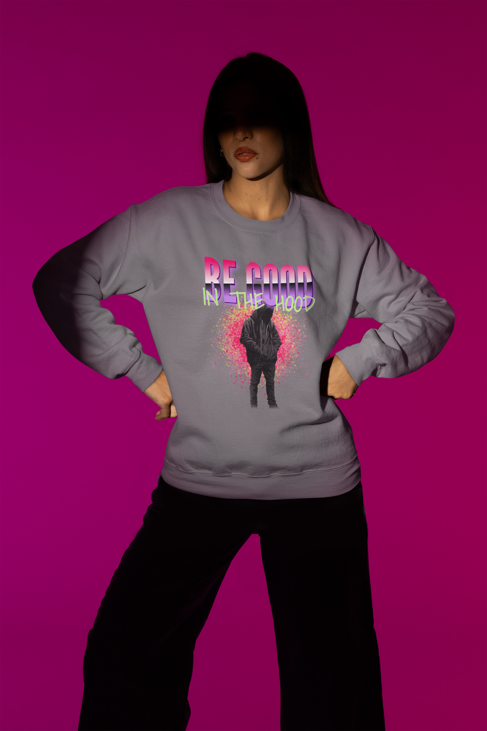 Crewneck Sweatshirt – BE GOOD IN THE HOOD Graphic Unisex Comfort Colors Sweatshirt | Streetwear Message | 6 Colors | LifeCoachDesigns.shop product thumbnail image