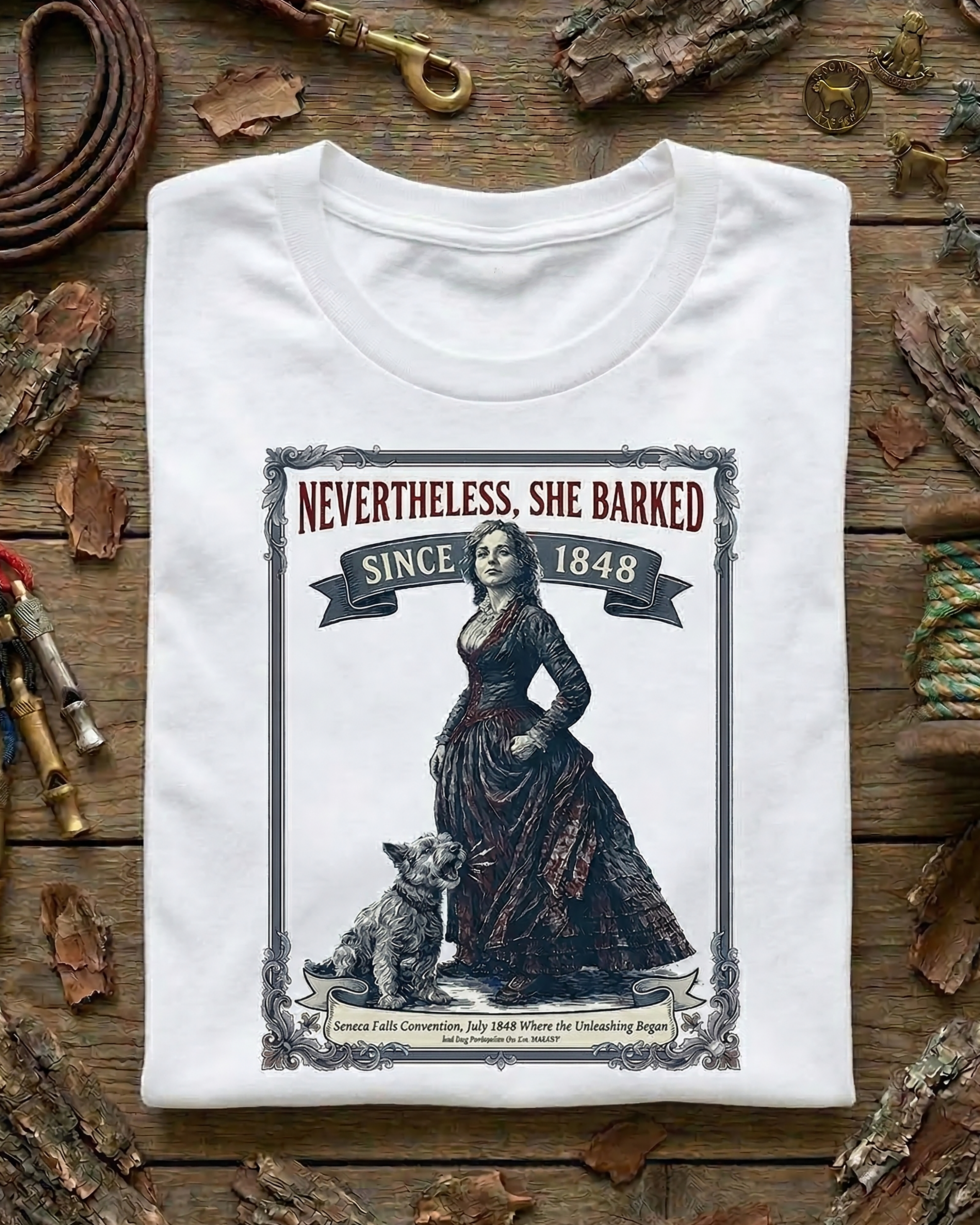 'Nevertheless, She Barked' Graphic Tee — Vintage Women's History Month t-shirt product thumbnail image
