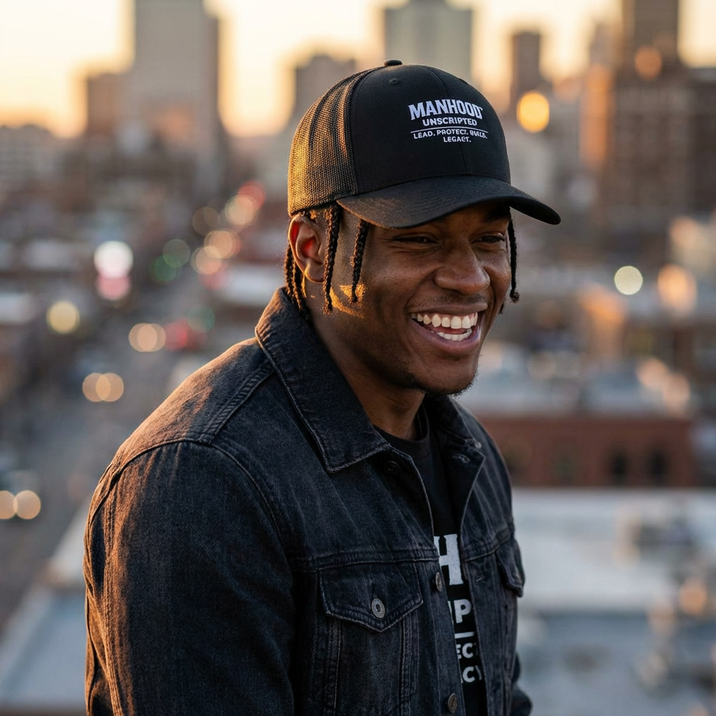 Manhood Unscripted™ Trucker Hat – Lead Protect Build Legacy | Men’s Snapback Mesh Cap