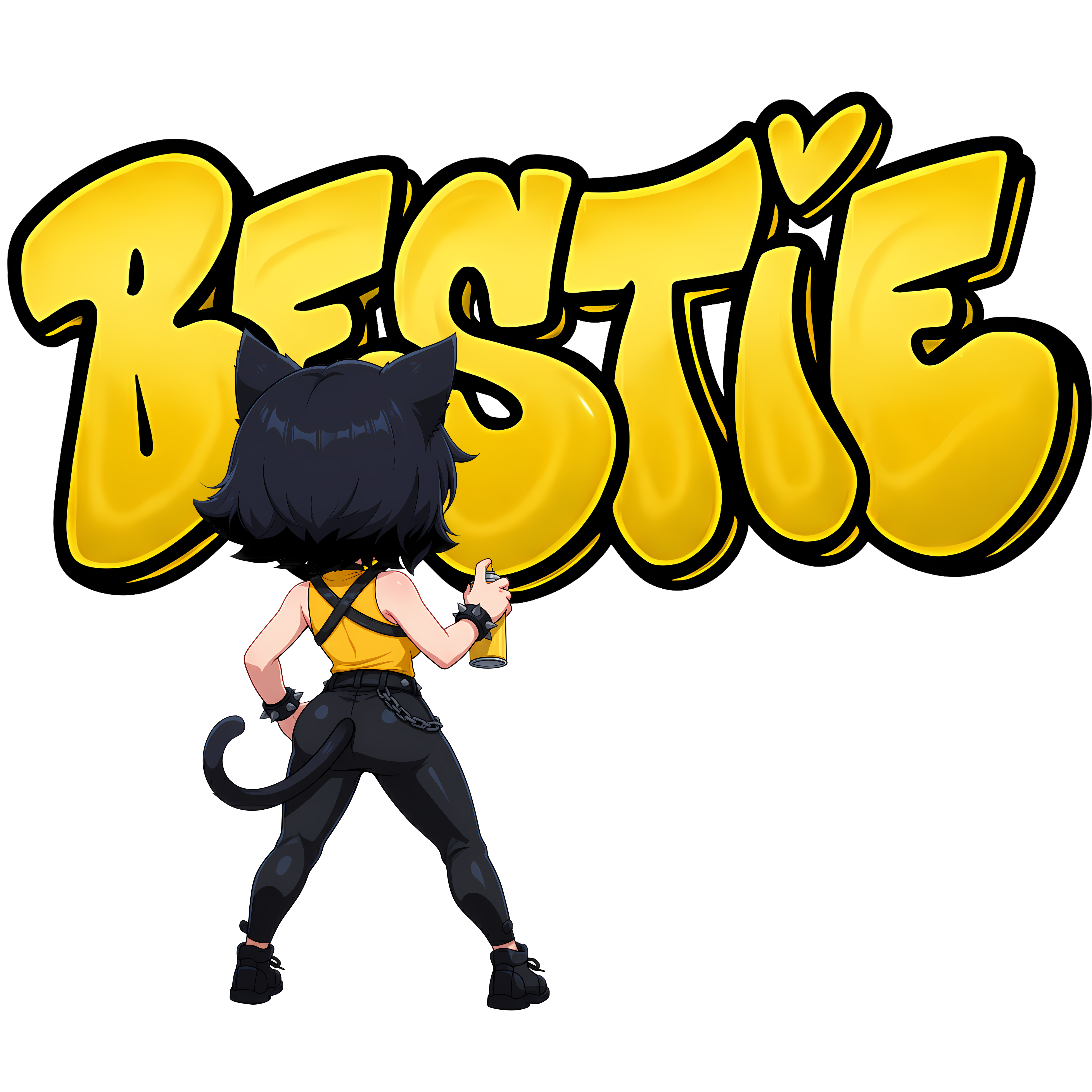 Felicia Bestie Graphic T-Shirt — Cute Cartoon Cat “Bestie” Tee for Friends &amp; Gifts product thumbnail image