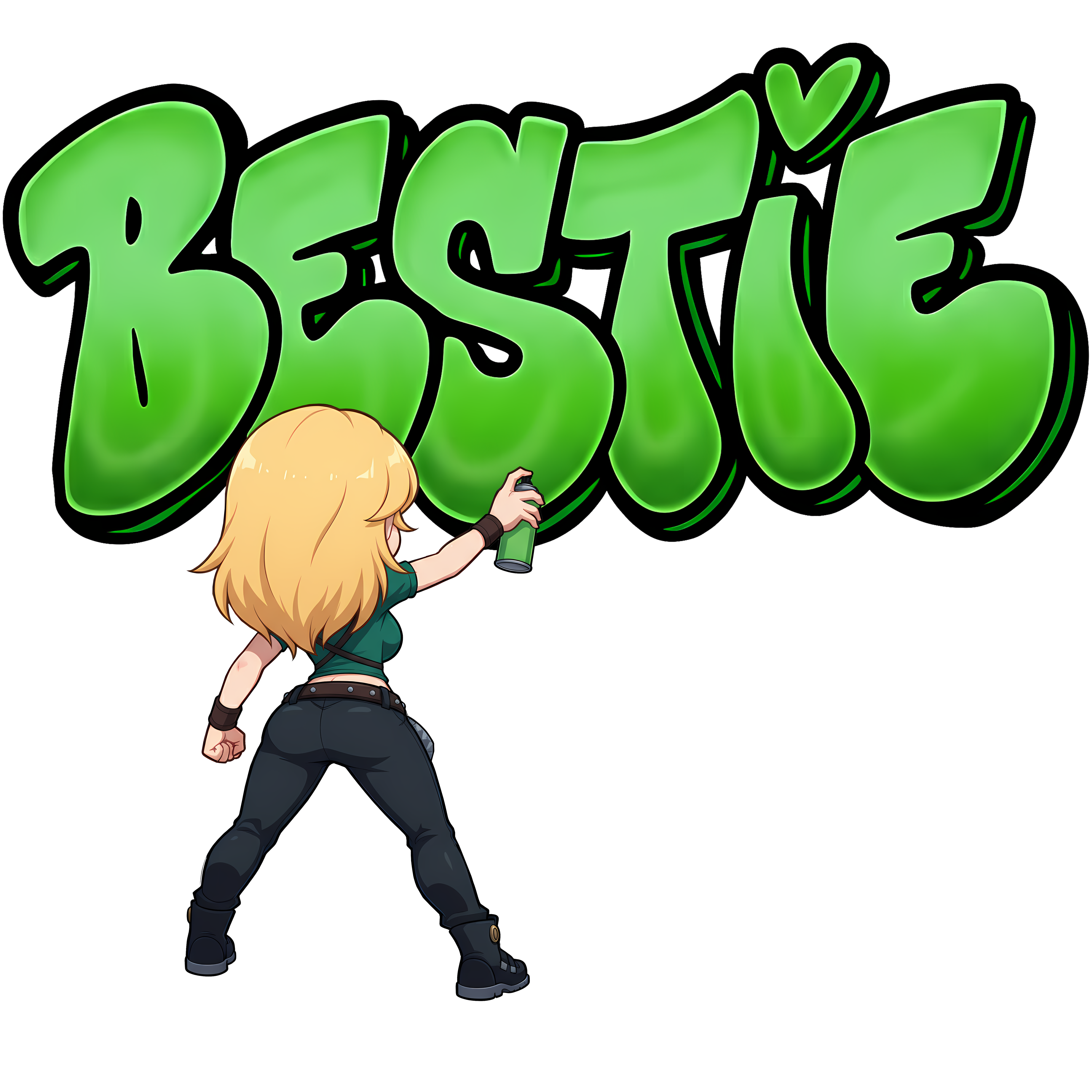 Sara Bestie Graffiti Tee — Cute Blonde Character 'BESTIE' Friendship T-Shirt