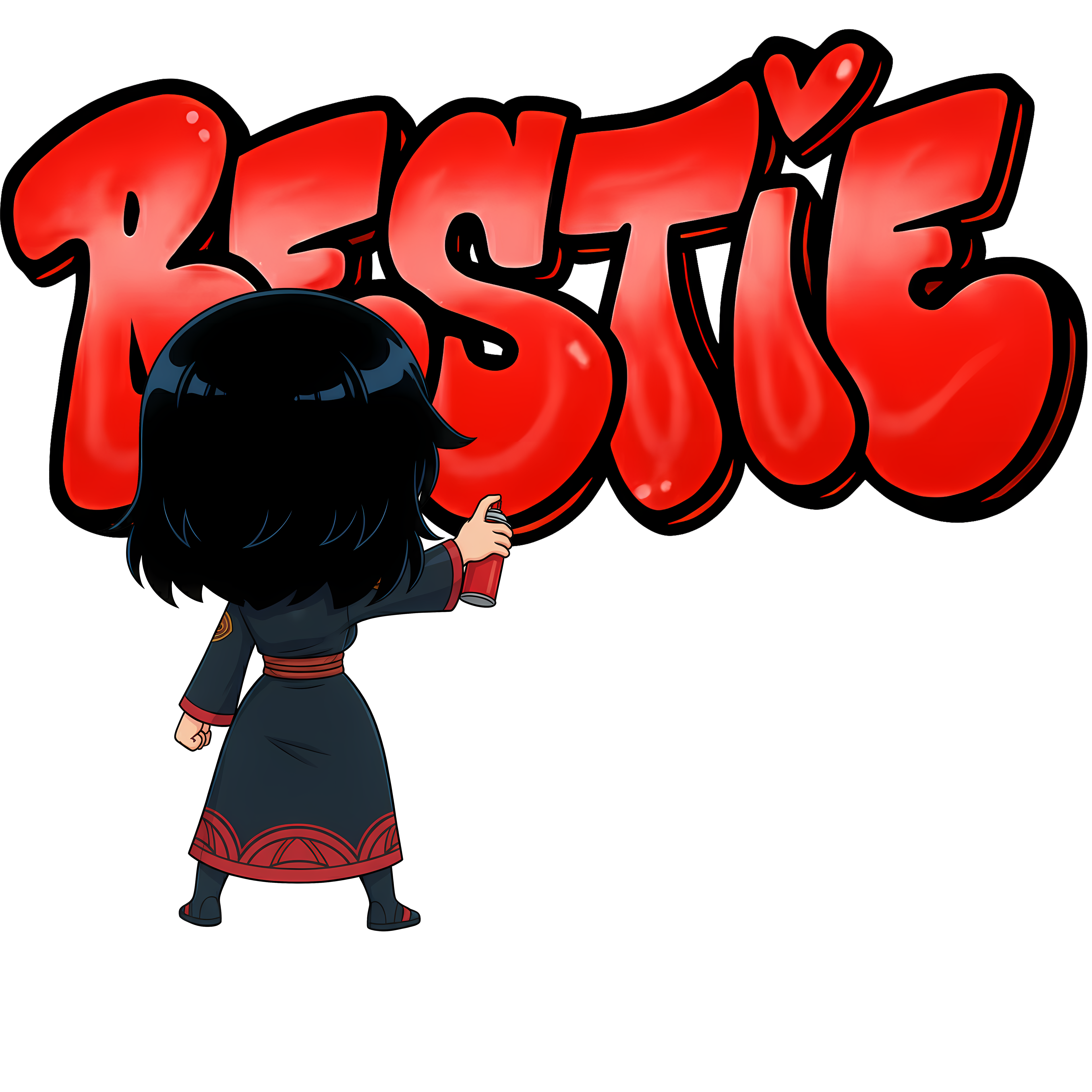 Yuri Bestie Graffiti T‑Shirt — Cute Cartoon Girl "Bestie" Tee for Friends &amp; Gifts