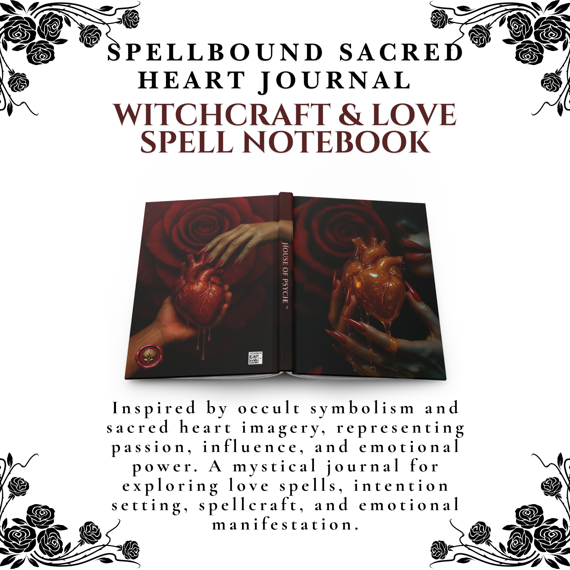 Psyche &amp; Passion Journal | Sacred Heart Anatomy Notebook | Dark Feminine Writing Journal | Occult Aesthetic Diary product thumbnail image