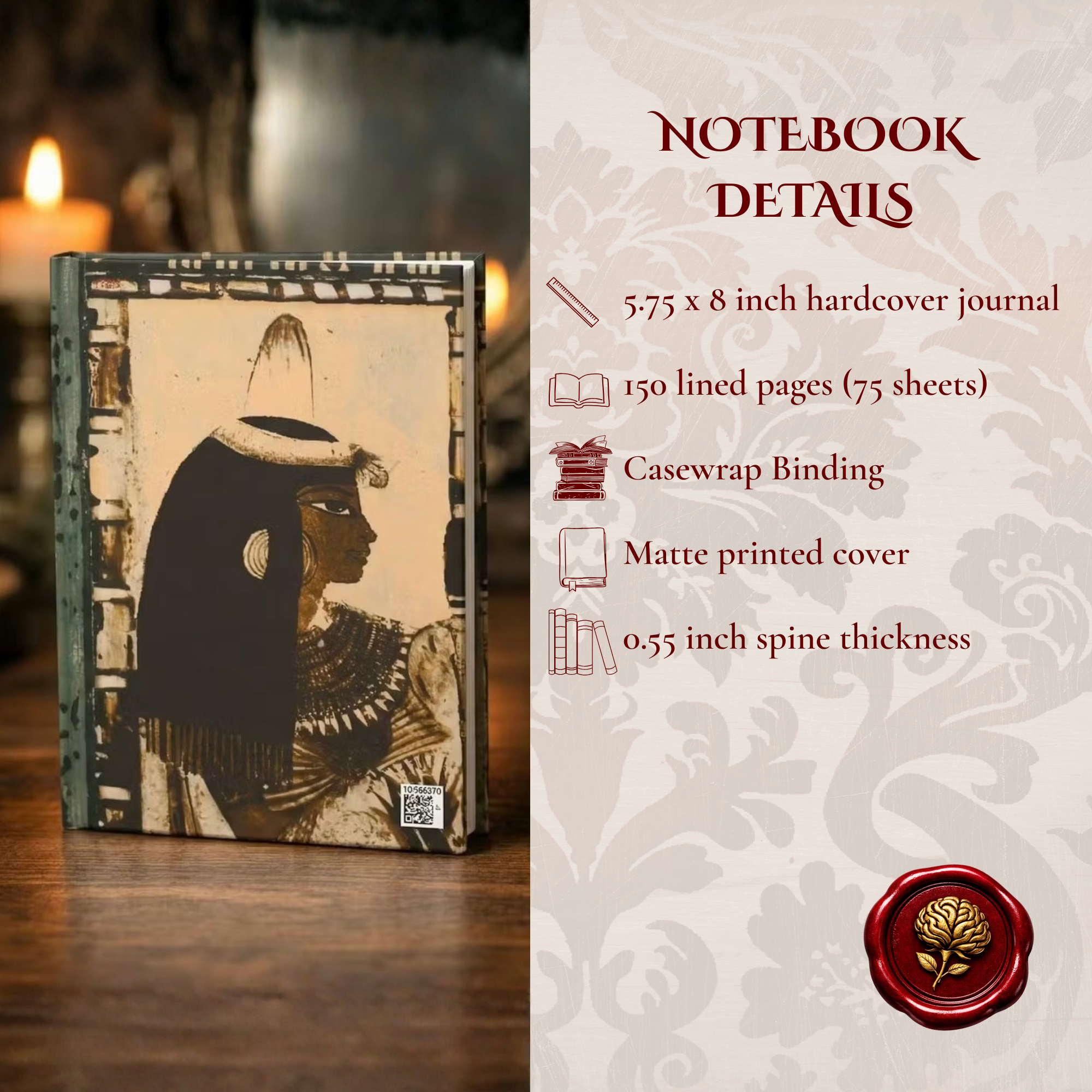 Ancient Egyptian Goddess Journal | Egyptian Mythology Notebook | Sacred Feminine Hardcover Journal | Egyptian Art Diary product thumbnail image