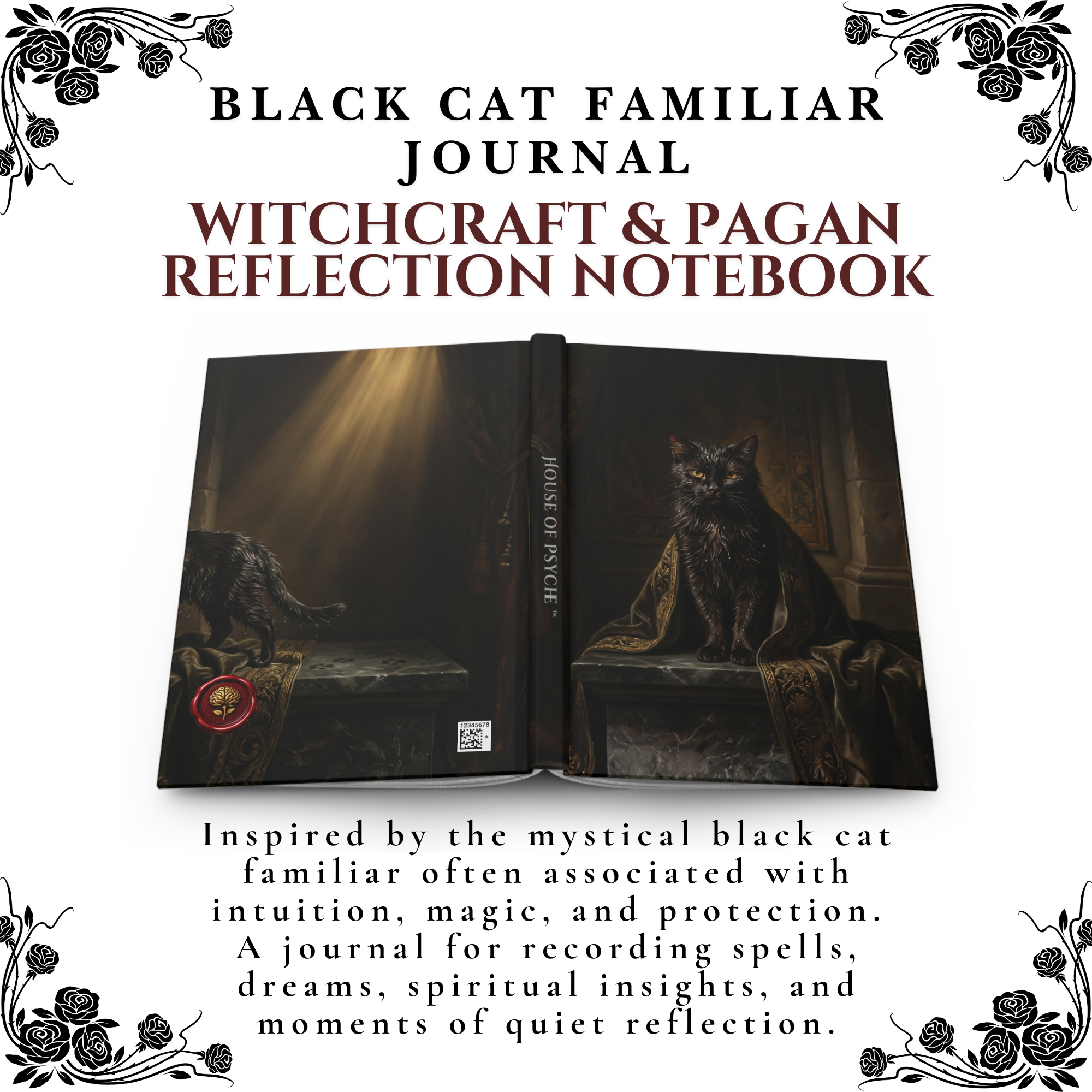 Black Cat Familiar Journal | Witch Aesthetic Notebook | Mystical Occult Writing Journal | Dark Academia Diary product thumbnail image Black Cat Familiar Journal | Witch Aesthetic Notebook | Mystical Occult Writing Journal | Dark Academia Diary product thumbnail image