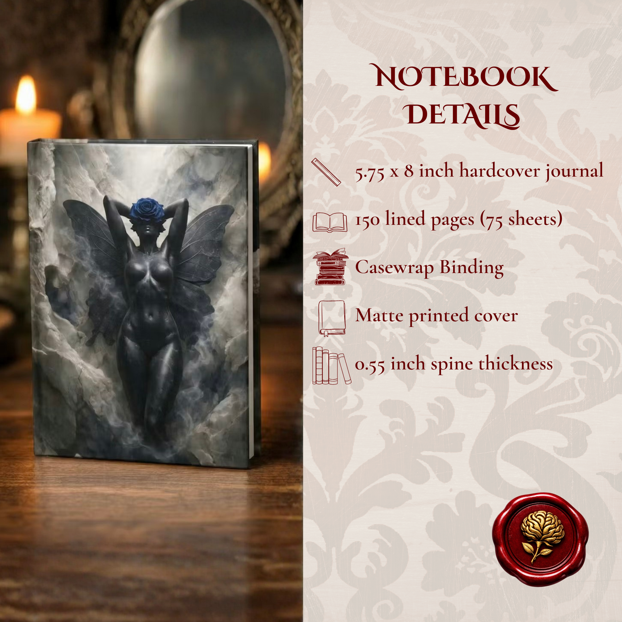 Cosmic Muse Journal | Gothic Goddess Dark Fairy Hardcover Notebook | Dark Feminine Aesthetic Writing Journal | Mystical Fantasy Diary product thumbnail image Cosmic Muse Journal | Gothic Goddess Dark Fairy Hardcover Notebook | Dark Feminine Aesthetic Writing Journal | Mystical Fantasy Diary product thumbnail image