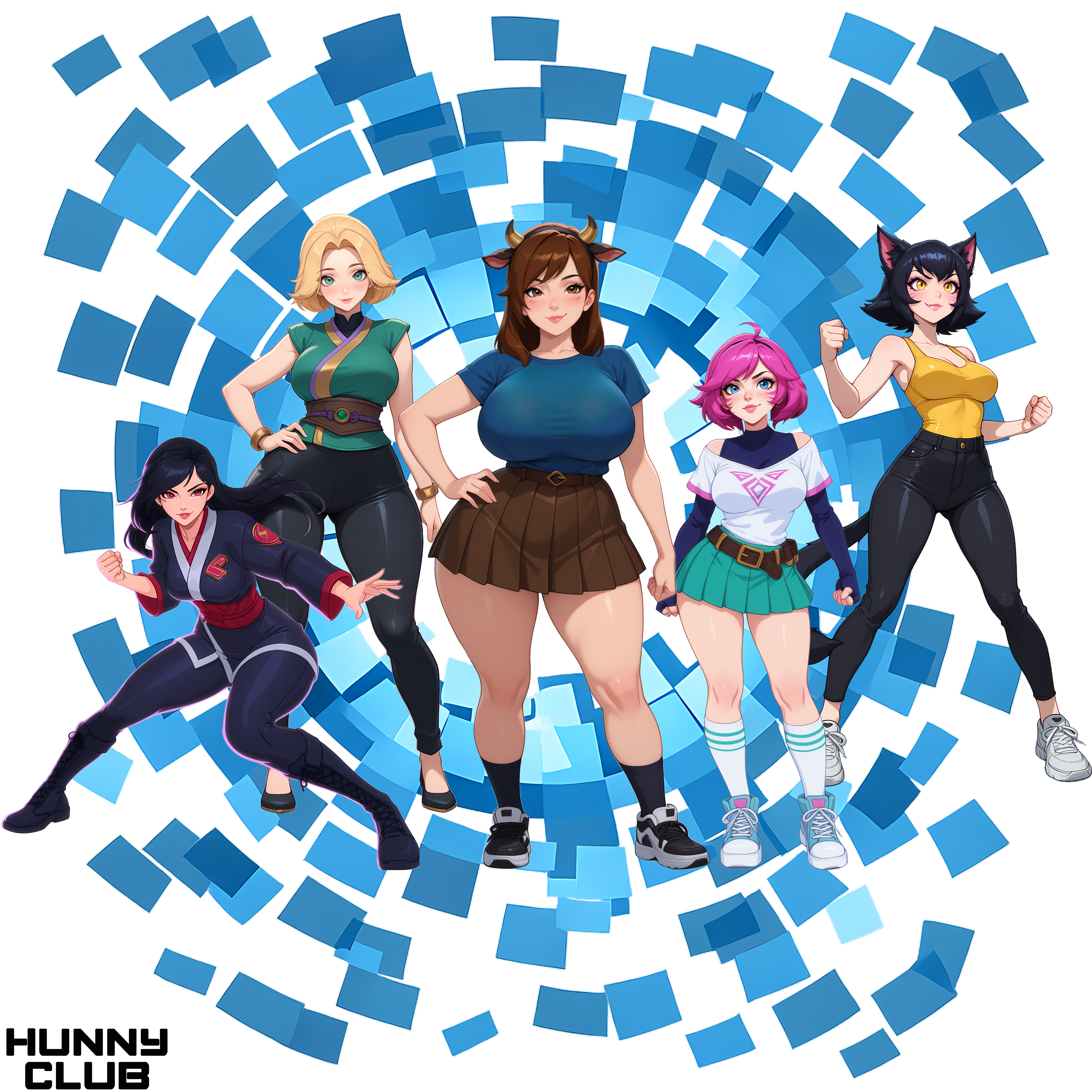 Anime Girl Squad MMO Graphic T-Shirt — Kawaii Cyber Club Design product thumbnail image