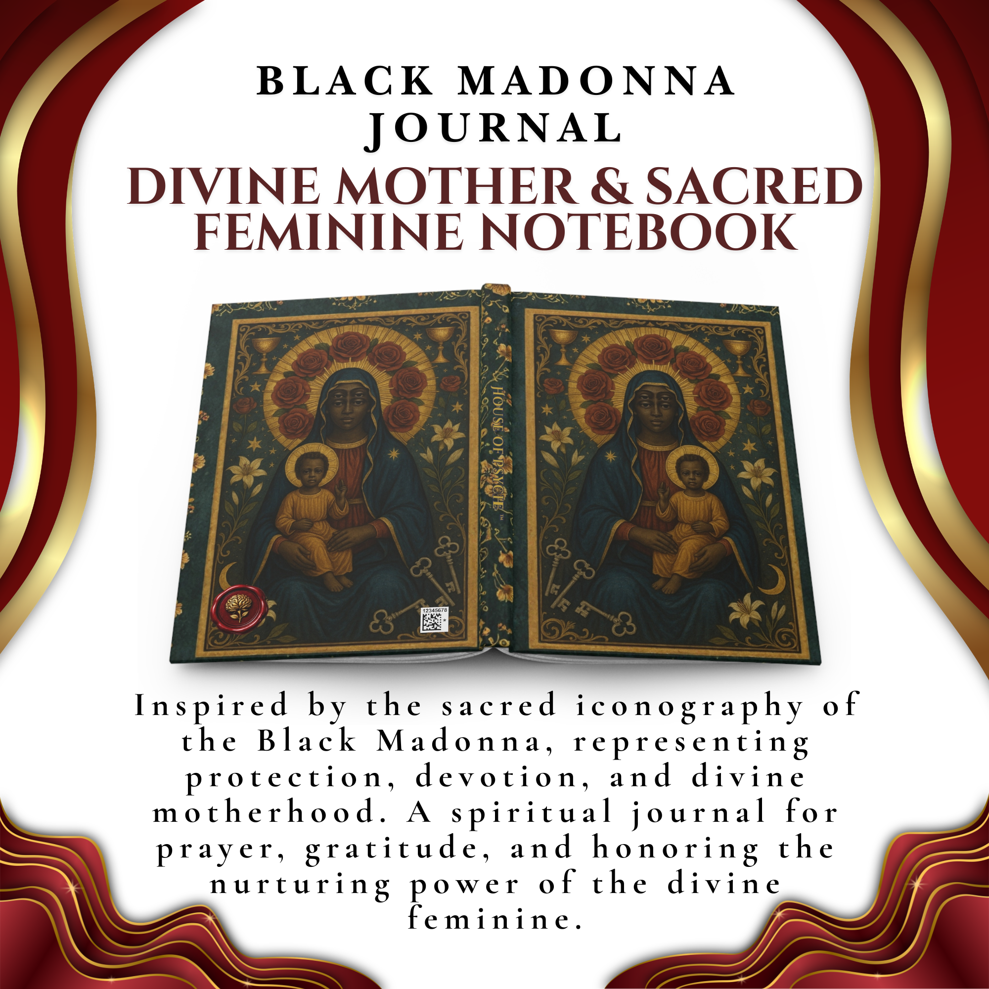 Black Madonna Journal | Sacred Feminine Notebook | Spiritual Writing Journal | Divine Mother Aesthetic Diary | Mystical Devotional Notebook product thumbnail image