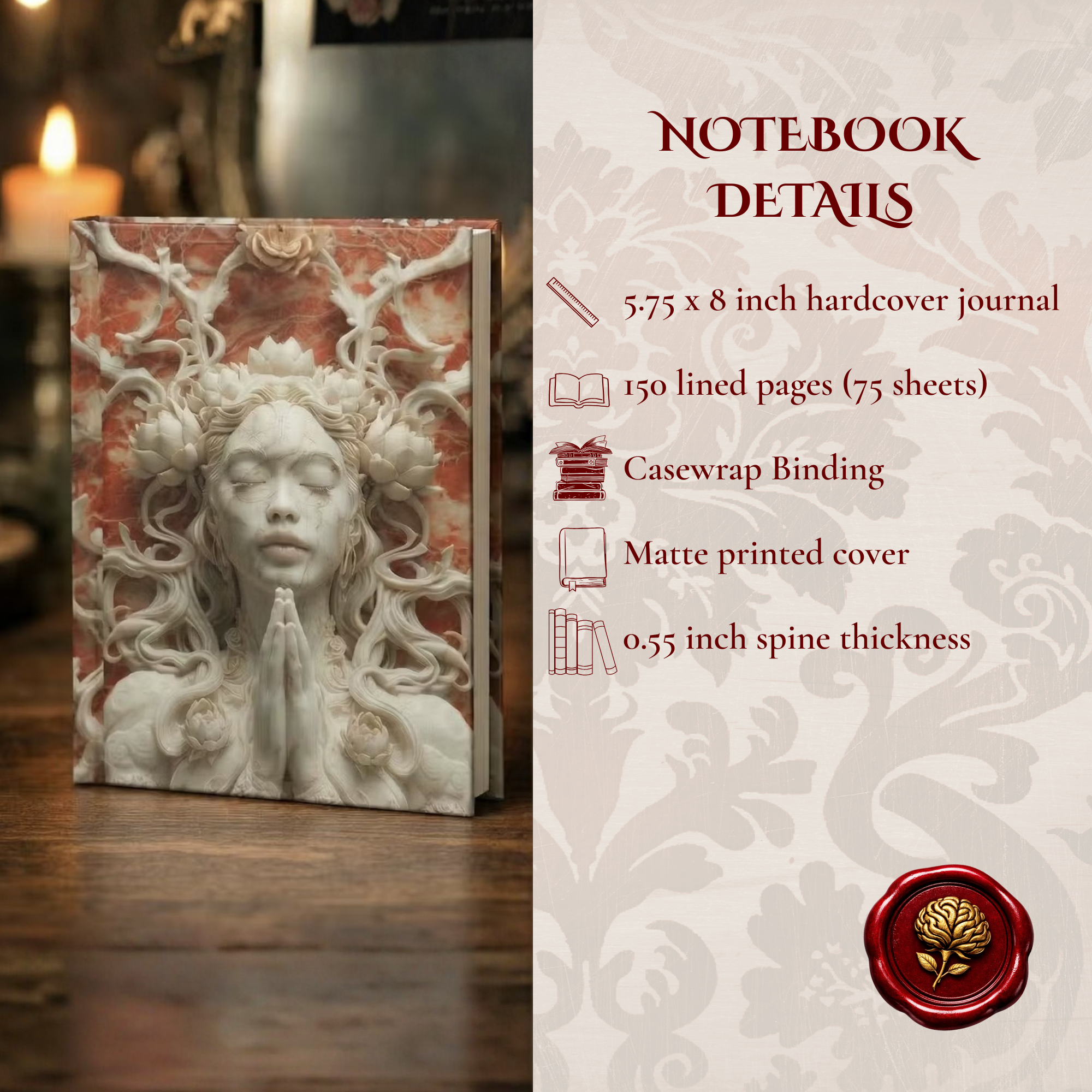 | Chinese Mythology Notebook | Sacred Feminine Spiritual Writing Journal | Lotus Goddess Diary product thumbnail image | Chinese Mythology Notebook | Sacred Feminine Spiritual Writing Journal | Lotus Goddess Diary product thumbnail image