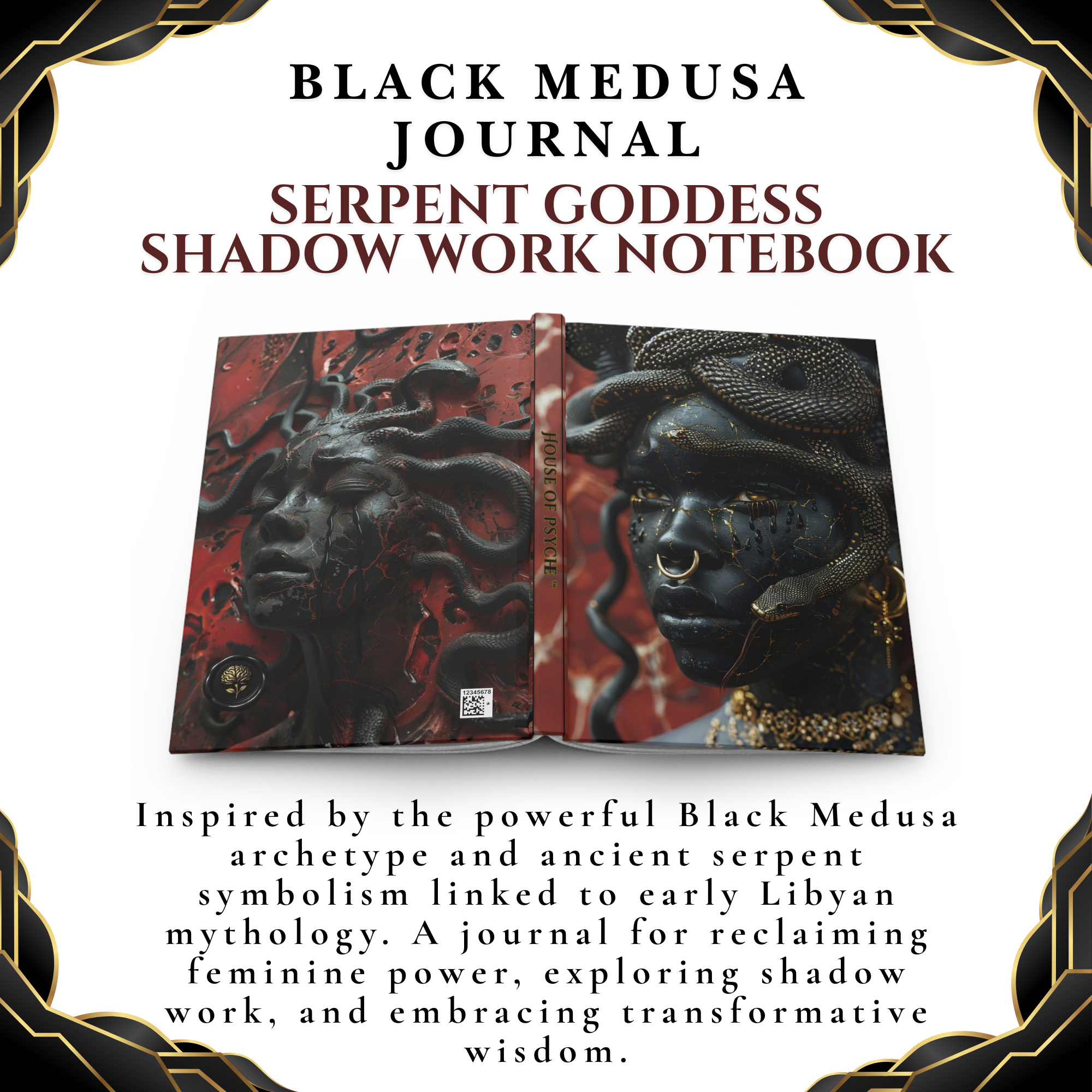 Black Medusa Journal | Dark Feminine Mythology Notebook | Spiritual Transformation Writing Journal | Medusa Aesthetic Diary product thumbnail image Black Medusa Journal | Dark Feminine Mythology Notebook | Spiritual Transformation Writing Journal | Medusa Aesthetic Diary product thumbnail image