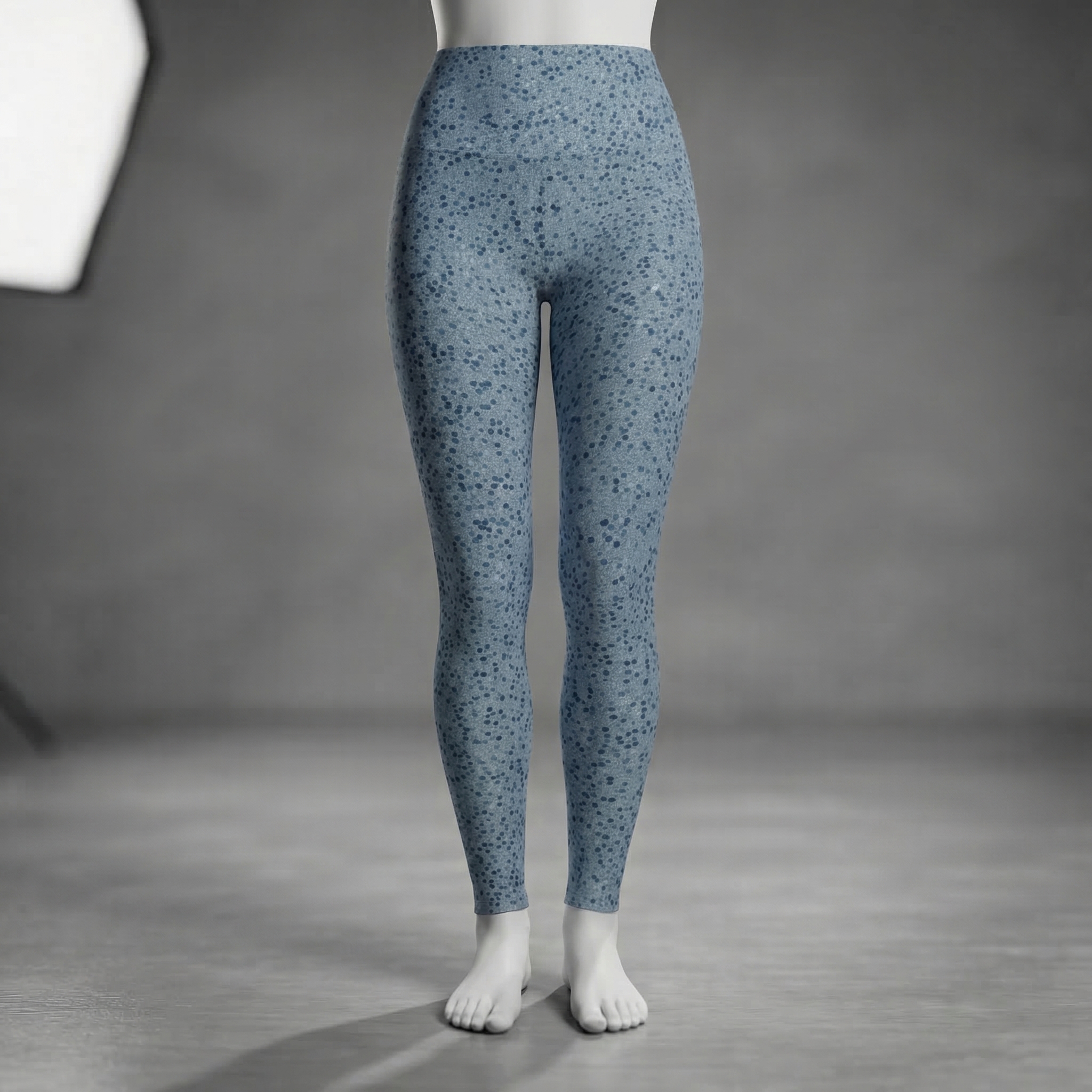 Blue Pea Dot High Waisted Leggings 