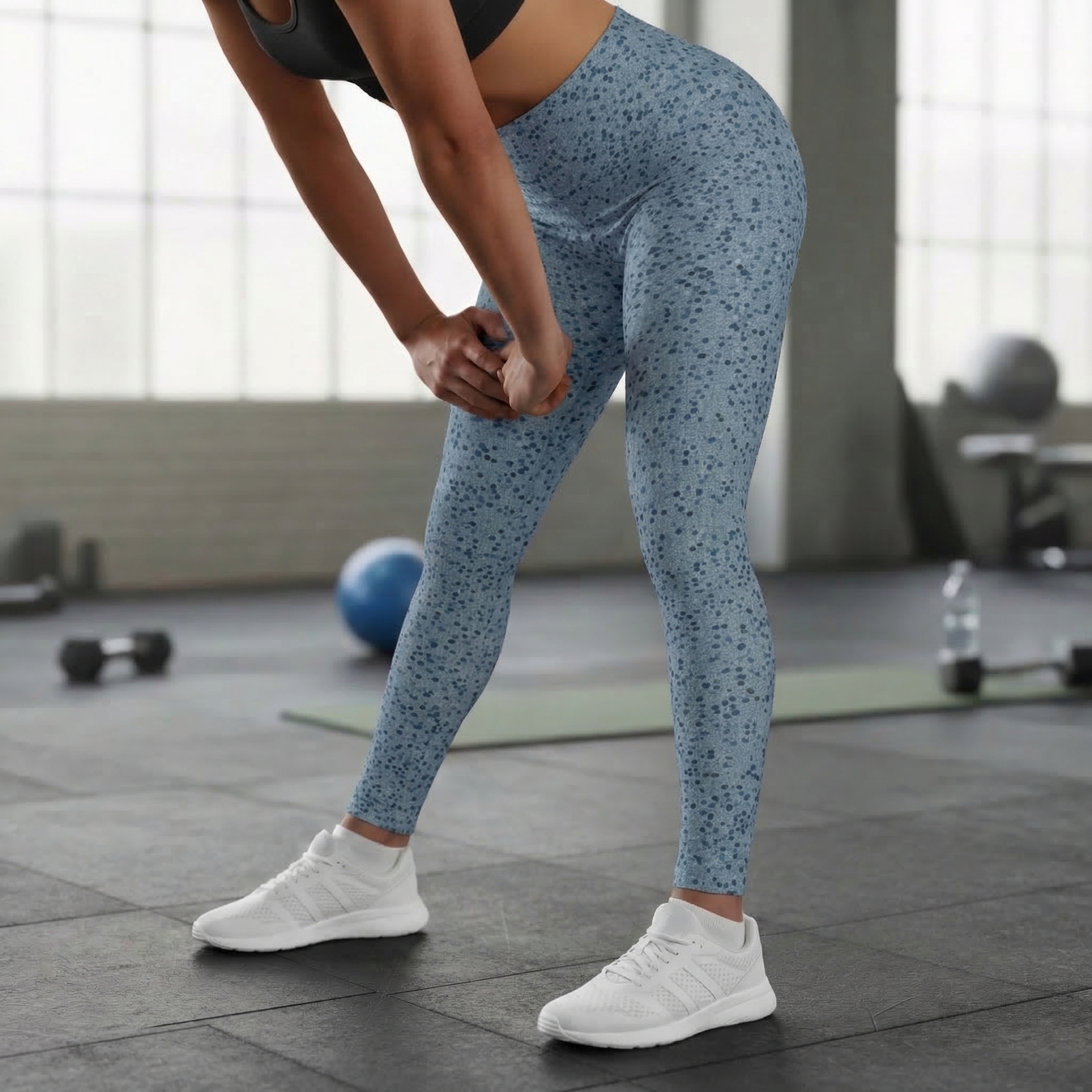 Blue Pea Dot High Waisted Leggings product thumbnail image Blue Pea Dot High Waisted Leggings product thumbnail image