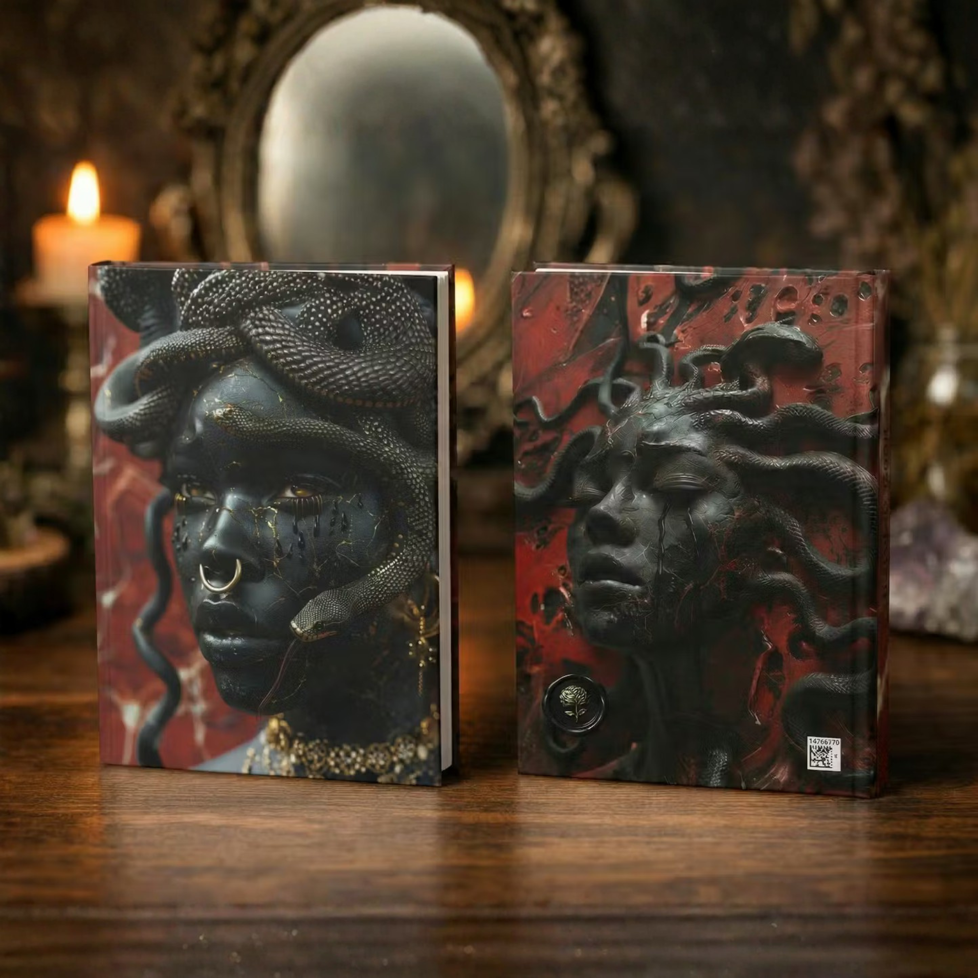 Black Medusa Journal | Dark Feminine Mythology Notebook | Spiritual Transformation Writing Journal | Medusa Aesthetic Diary product thumbnail image