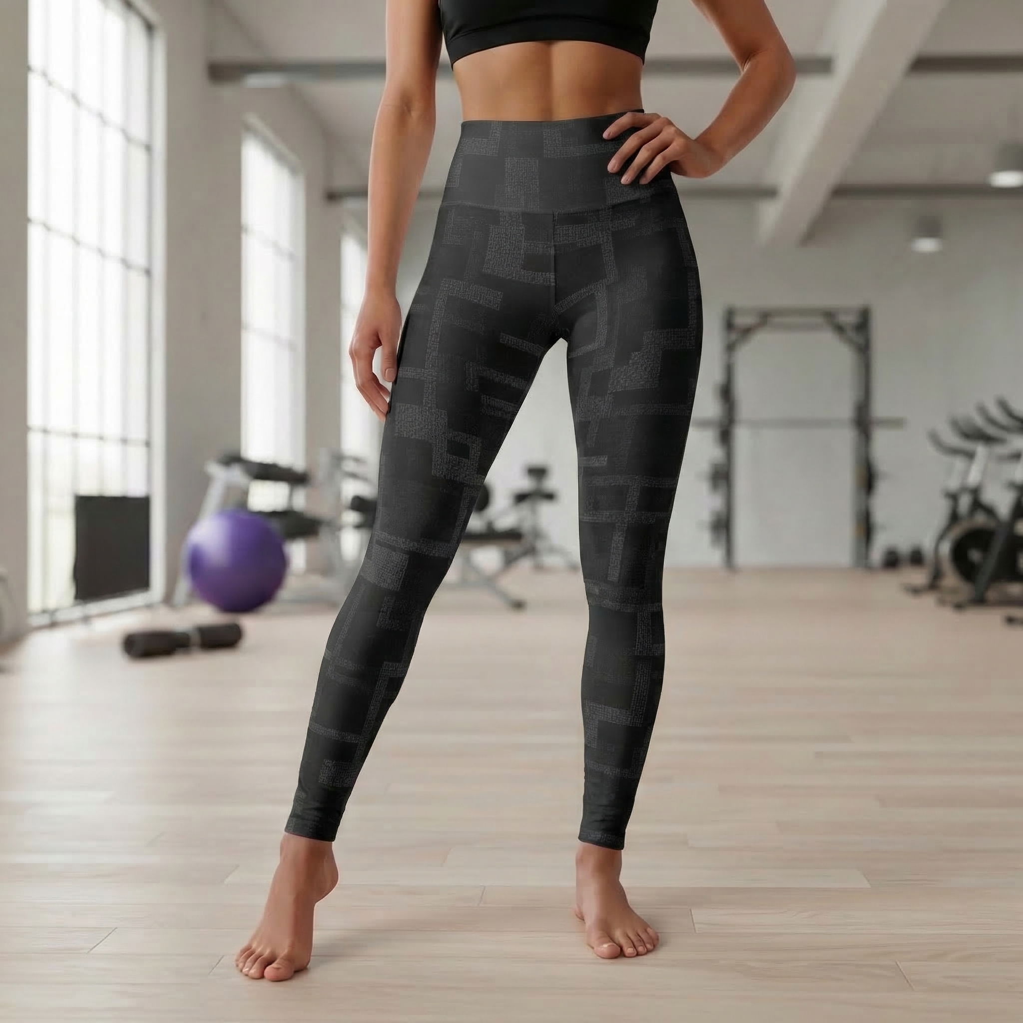 Abstract Black High Waisted Leggings product thumbnail image Abstract Black High Waisted Leggings product thumbnail image