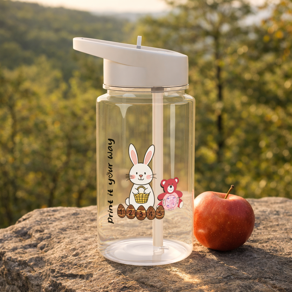 Easter Bunny &amp; Teddy Kids Water Bottle — Cute Straw Tritan Bottle for Children product thumbnail image
