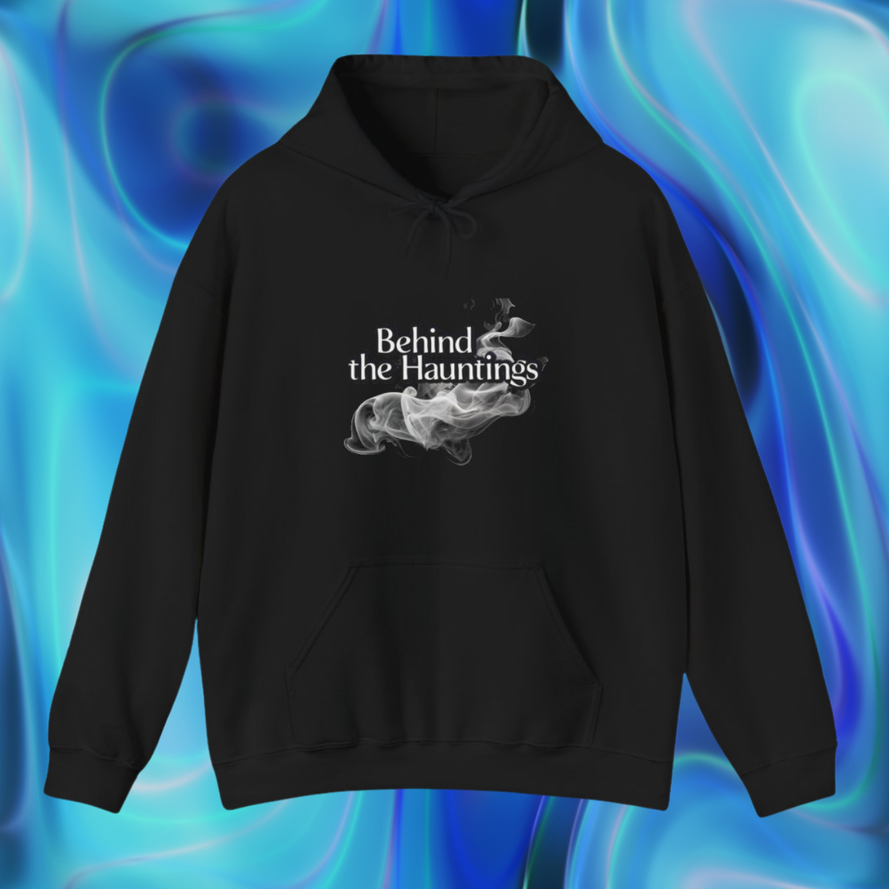 Behind the Hauntings Hoodie — Smoky Gothic Horror Sweatshirt for Paranormal Fans
