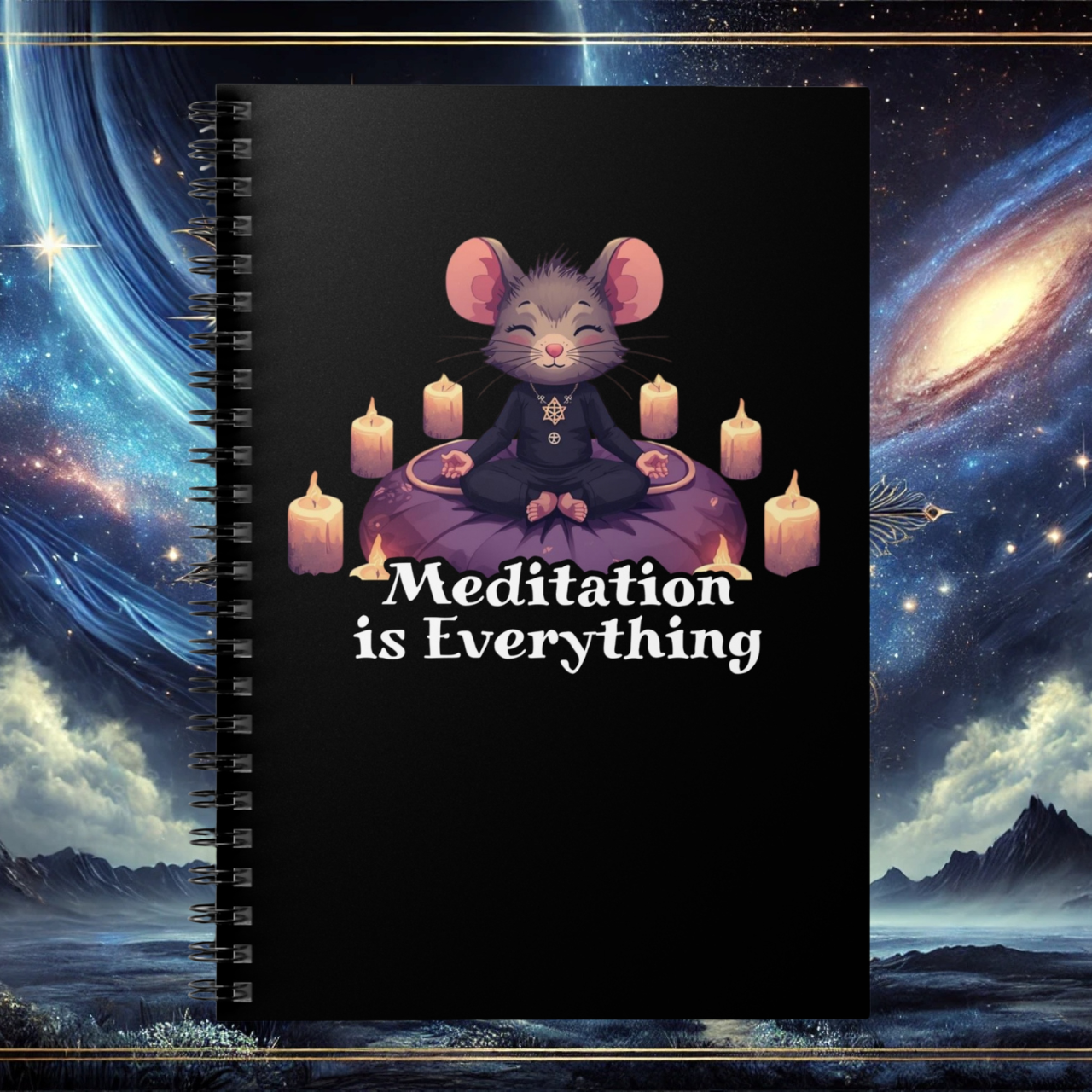 Meditation Mouse Spiral Notebook — 'Meditation Is Everything' Journal for Mindfulness &amp; Gratitude product thumbnail image