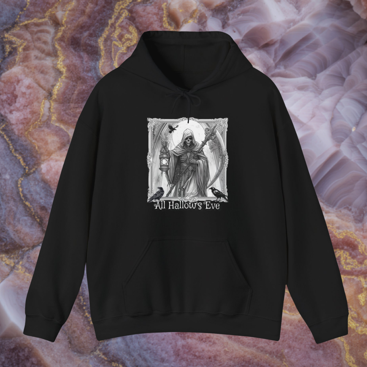 Grim Reaper 'All Hallows' Eve' Hoodie — Gothic Halloween Sweatshirt product thumbnail image