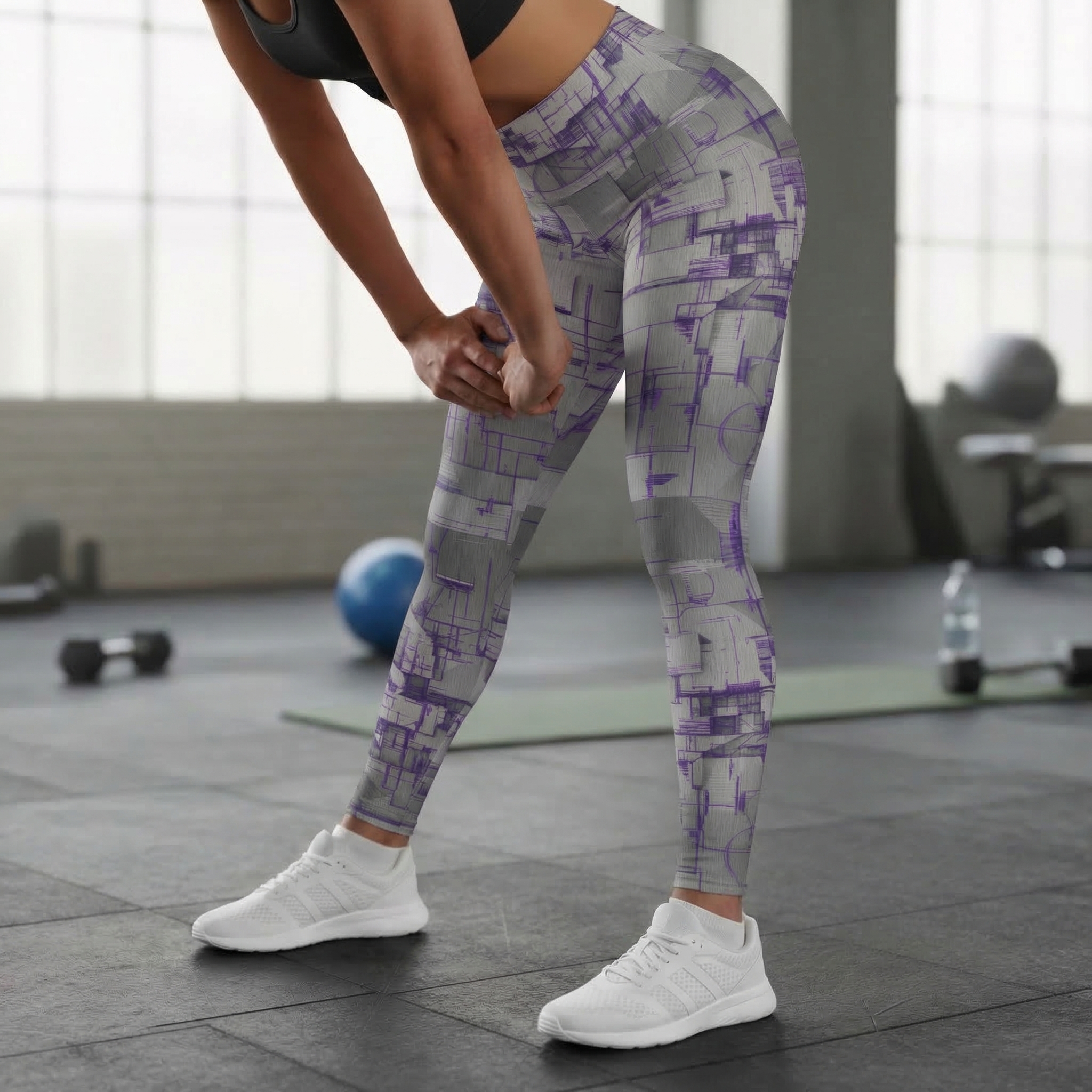 Abstract Purple High Waisted Leggings product thumbnail image Abstract Purple High Waisted Leggings product thumbnail image