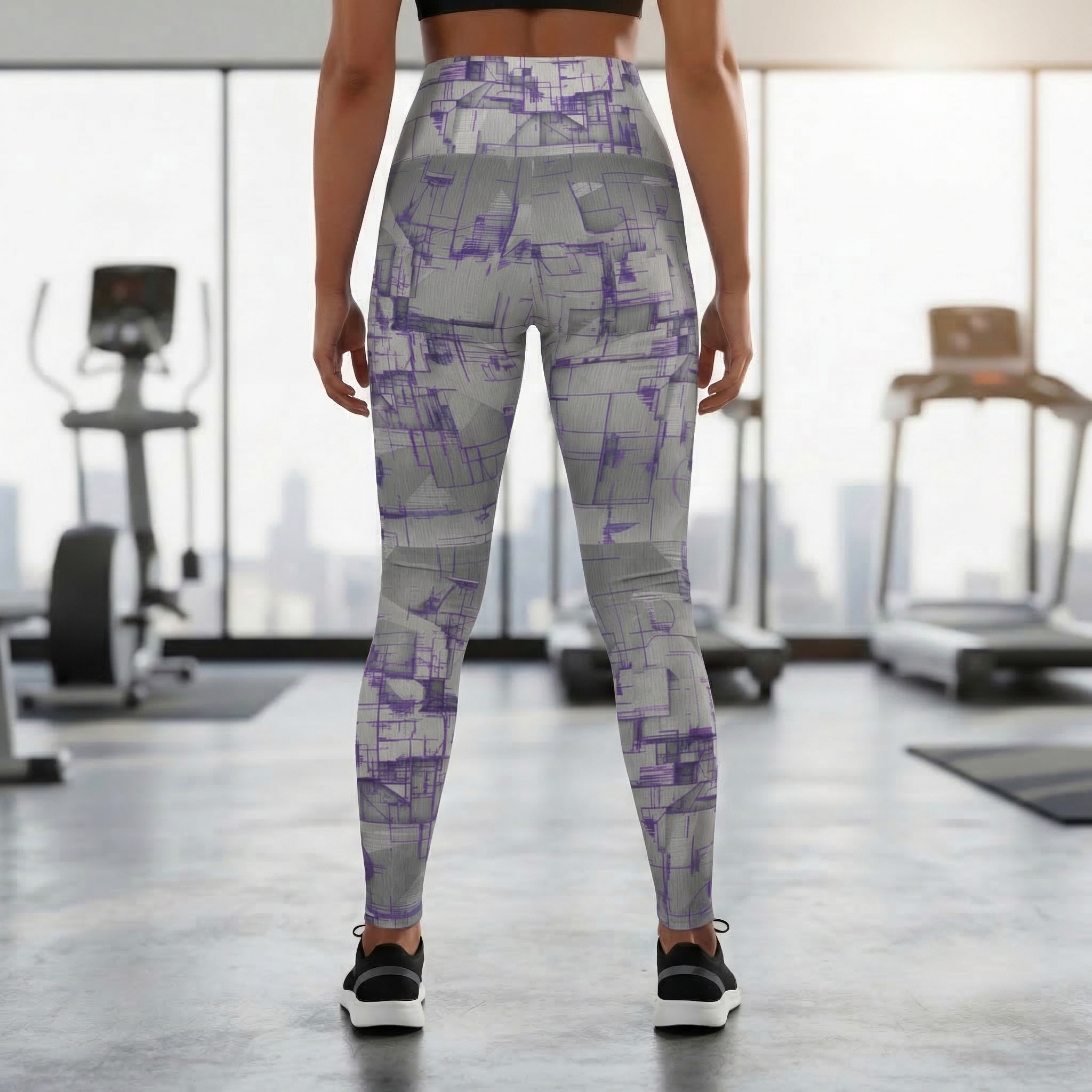 Abstract Purple High Waisted Leggings  product thumbnail image