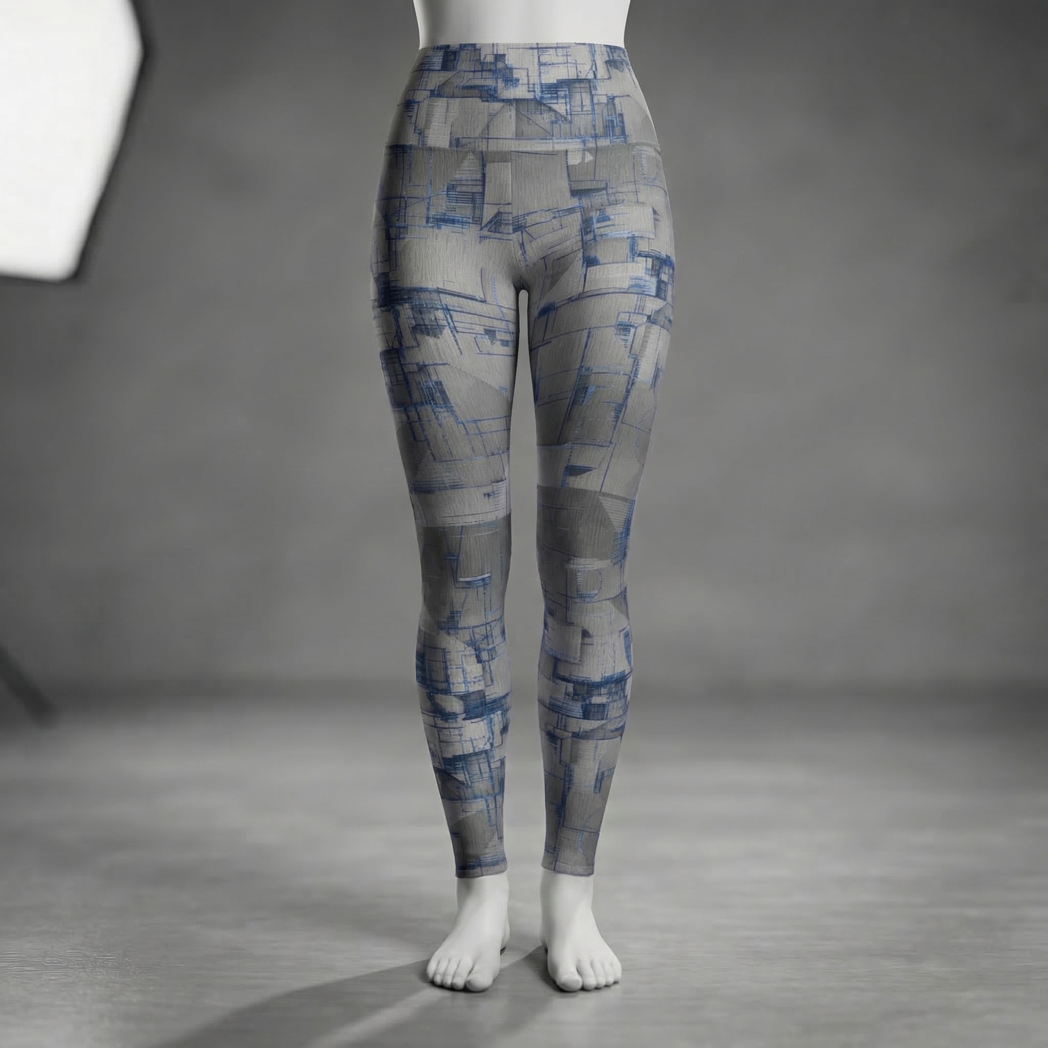 Abstract Blue High Waisted Leggings product thumbnail image