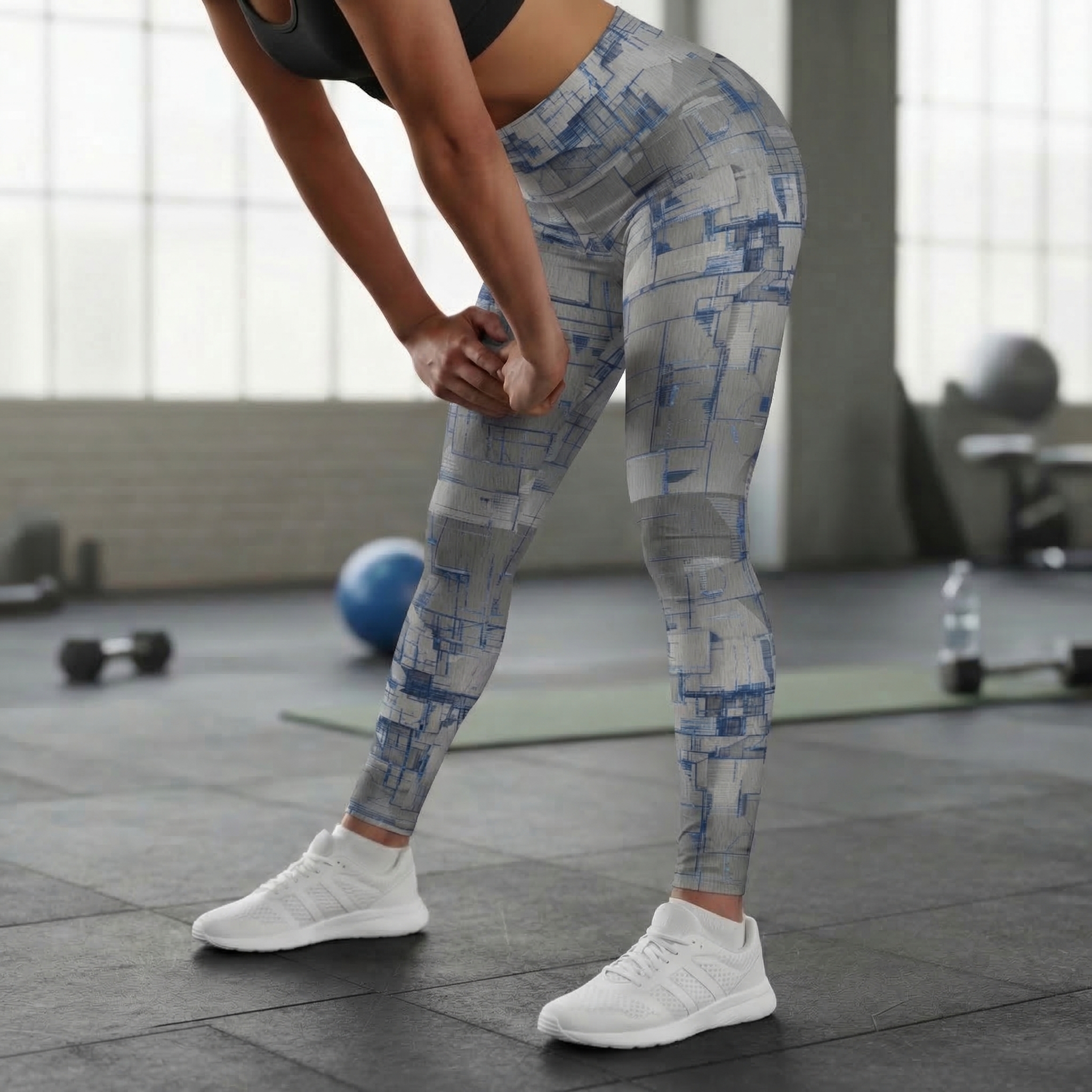 Abstract Blue High Waisted Leggings product thumbnail image