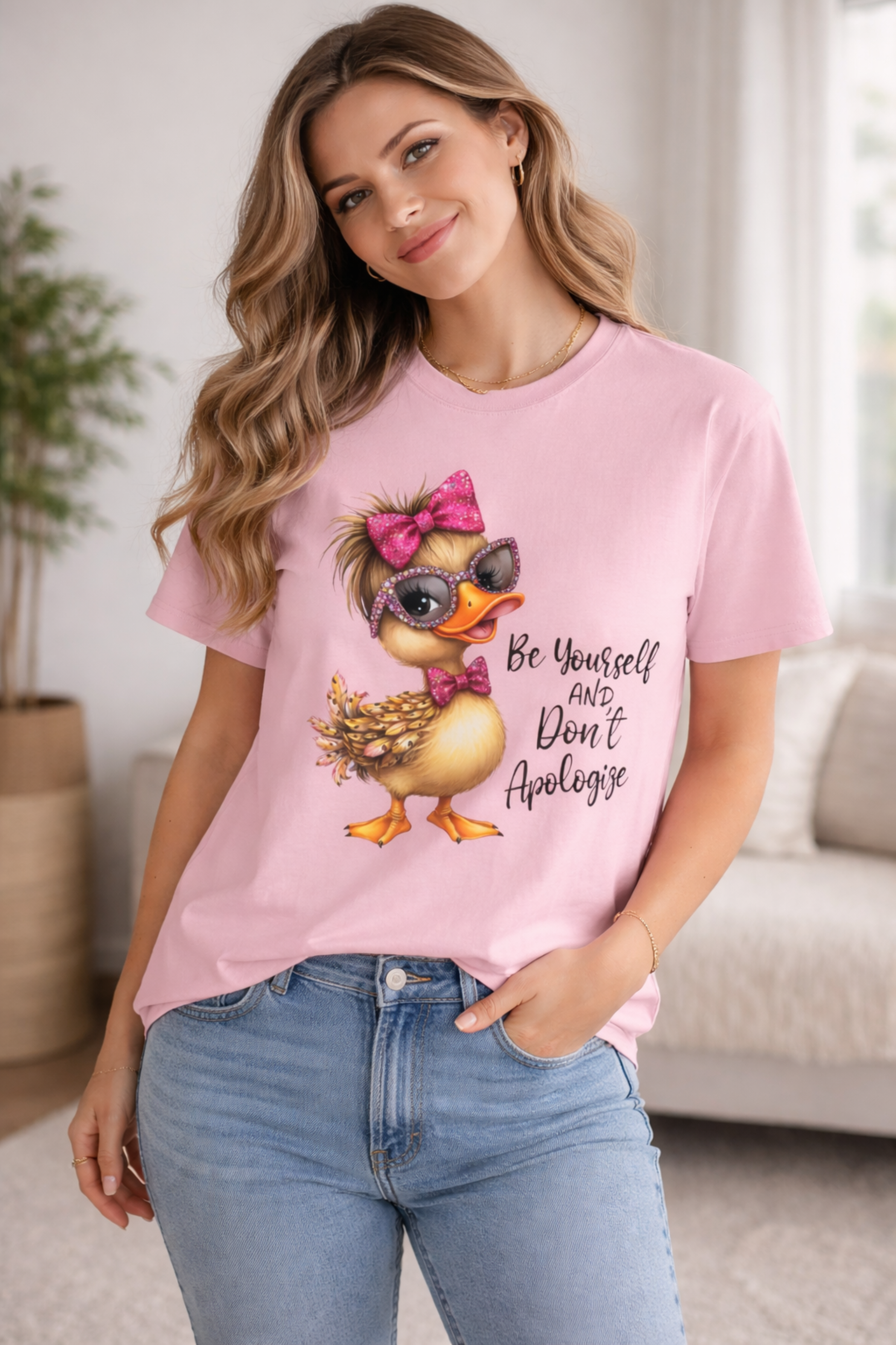 Duckling Graphic Tee — "Be Yourself and Don't Apologize" Cute Inspirational T-Shirt product thumbnail image Duckling Graphic Tee — "Be Yourself and Don't Apologize" Cute Inspirational T-Shirt product thumbnail image
