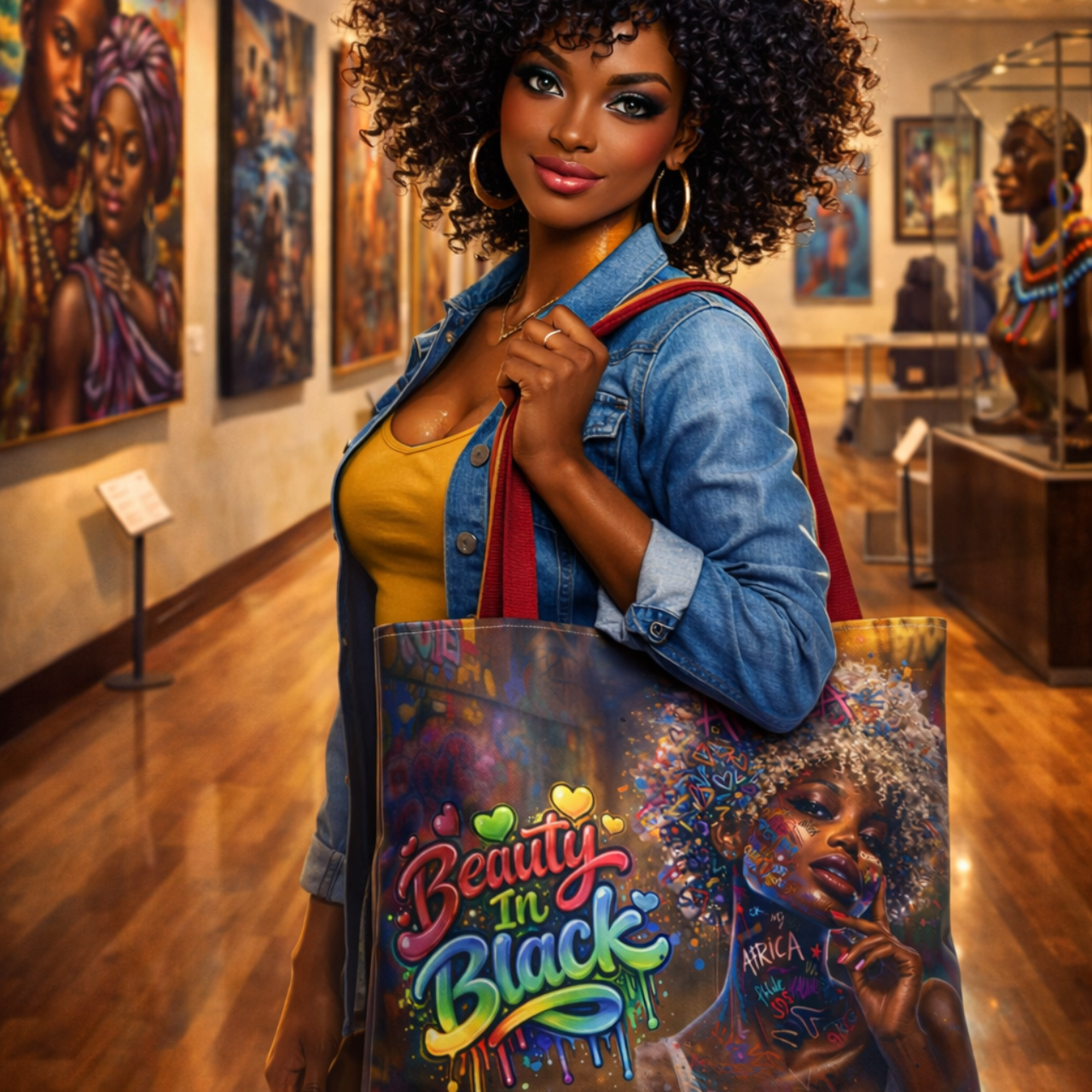 Beauty In Black Tote Bag — Afrocentric Art Canvas Grocery & Everyday Tote product thumbnail image Beauty In Black Tote Bag — Afrocentric Art Canvas Grocery & Everyday Tote product thumbnail image