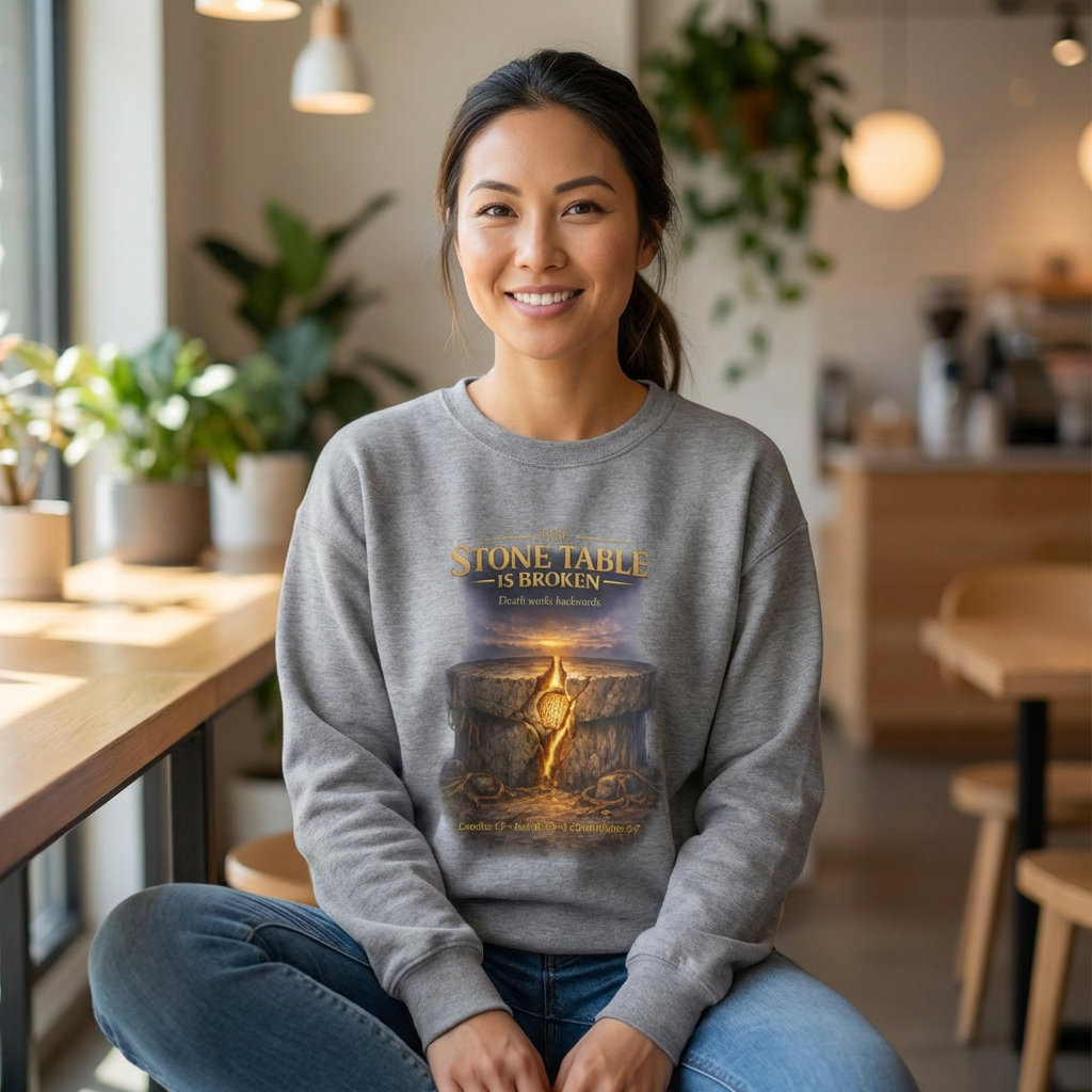 Crewneck Sweatshirt — "The Stone Table Is Broken" Fantasy Narnia Tribute product thumbnail image