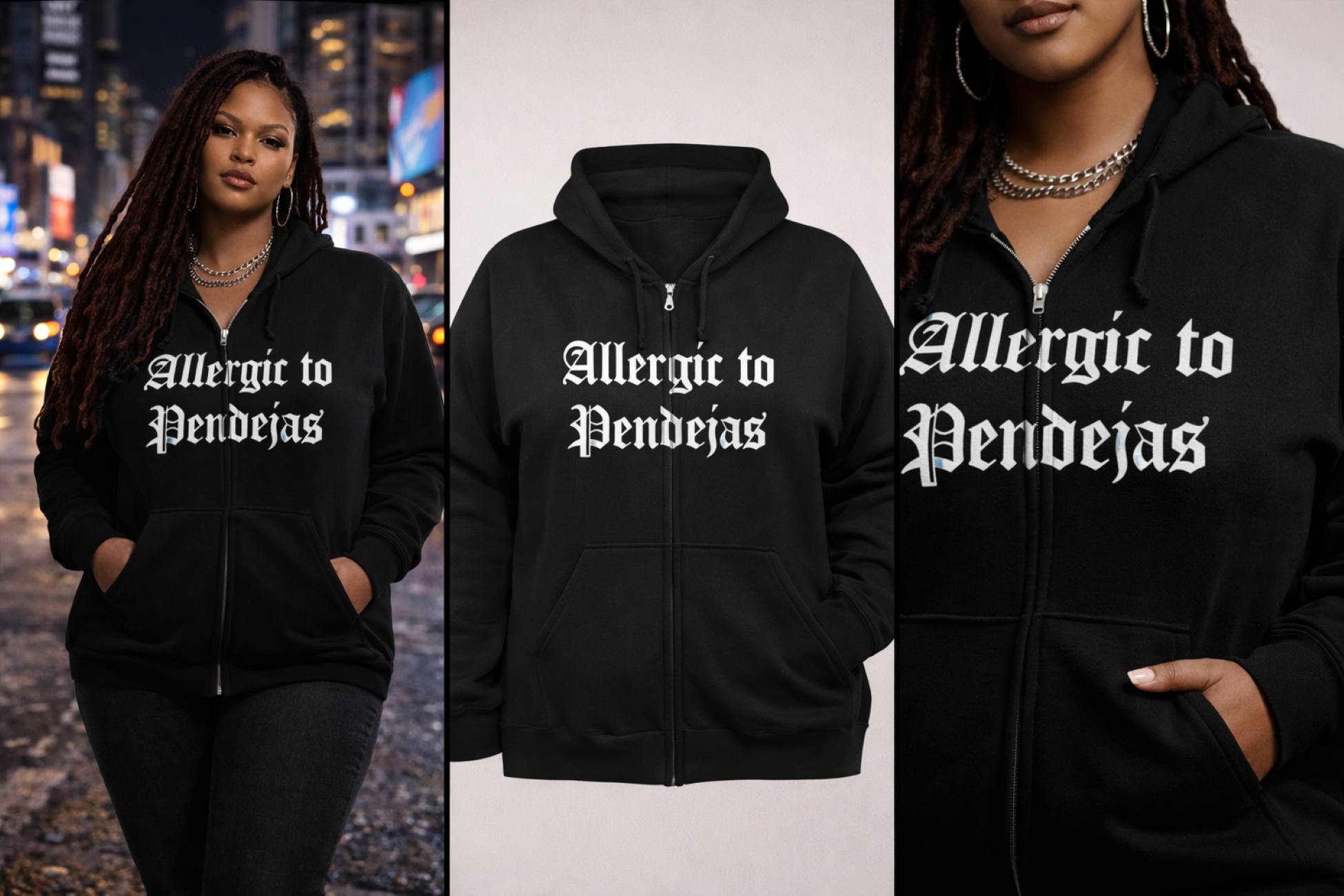 Allergic to Pendejas Zip Hoodie – Dark Attitude Collection product thumbnail image
