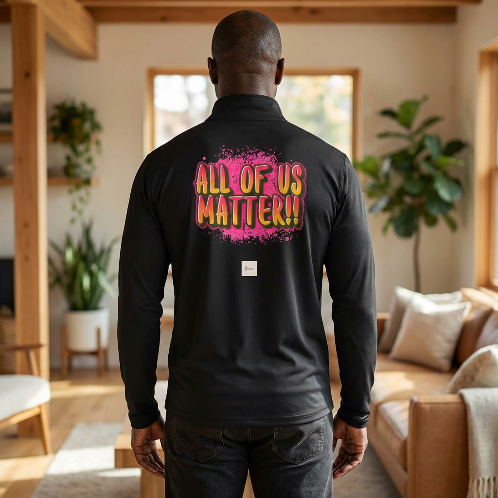ALL OF US MATTER Quarter-Zip Pullover | Unity Message Graphic | Unisex Comfort Fit | Front &amp; Back Design | 6 Color Options | LifeCoachDesigns.shop product thumbnail image