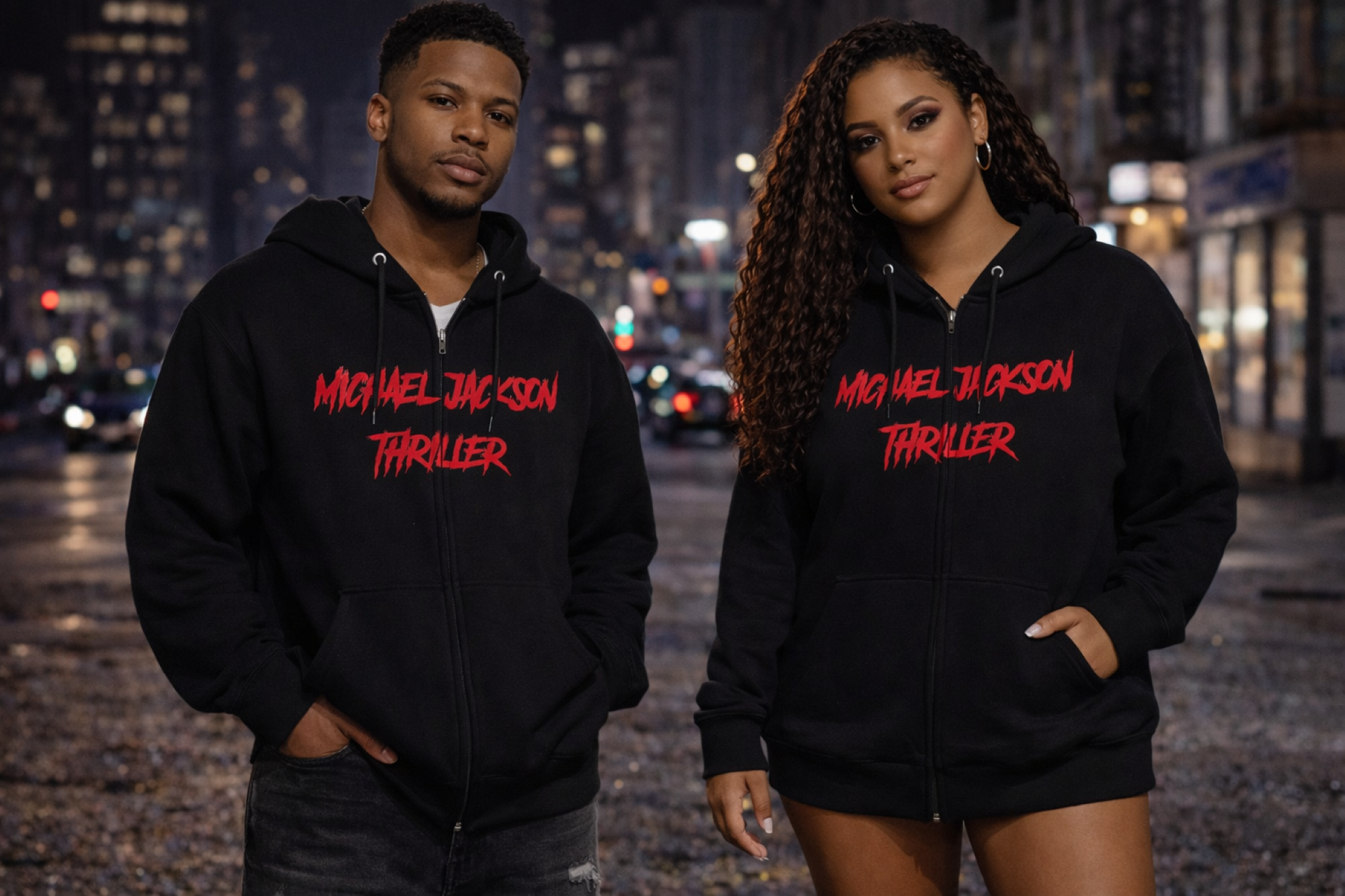 Thriller Vibes Zip Hoodie | Retro Horror Streetwear | 90s Inspired Graphic Hoodie | Pop Icon Aesthetic | Unisex product thumbnail image Thriller Vibes Zip Hoodie | Retro Horror Streetwear | 90s Inspired Graphic Hoodie | Pop Icon Aesthetic | Unisex product thumbnail image