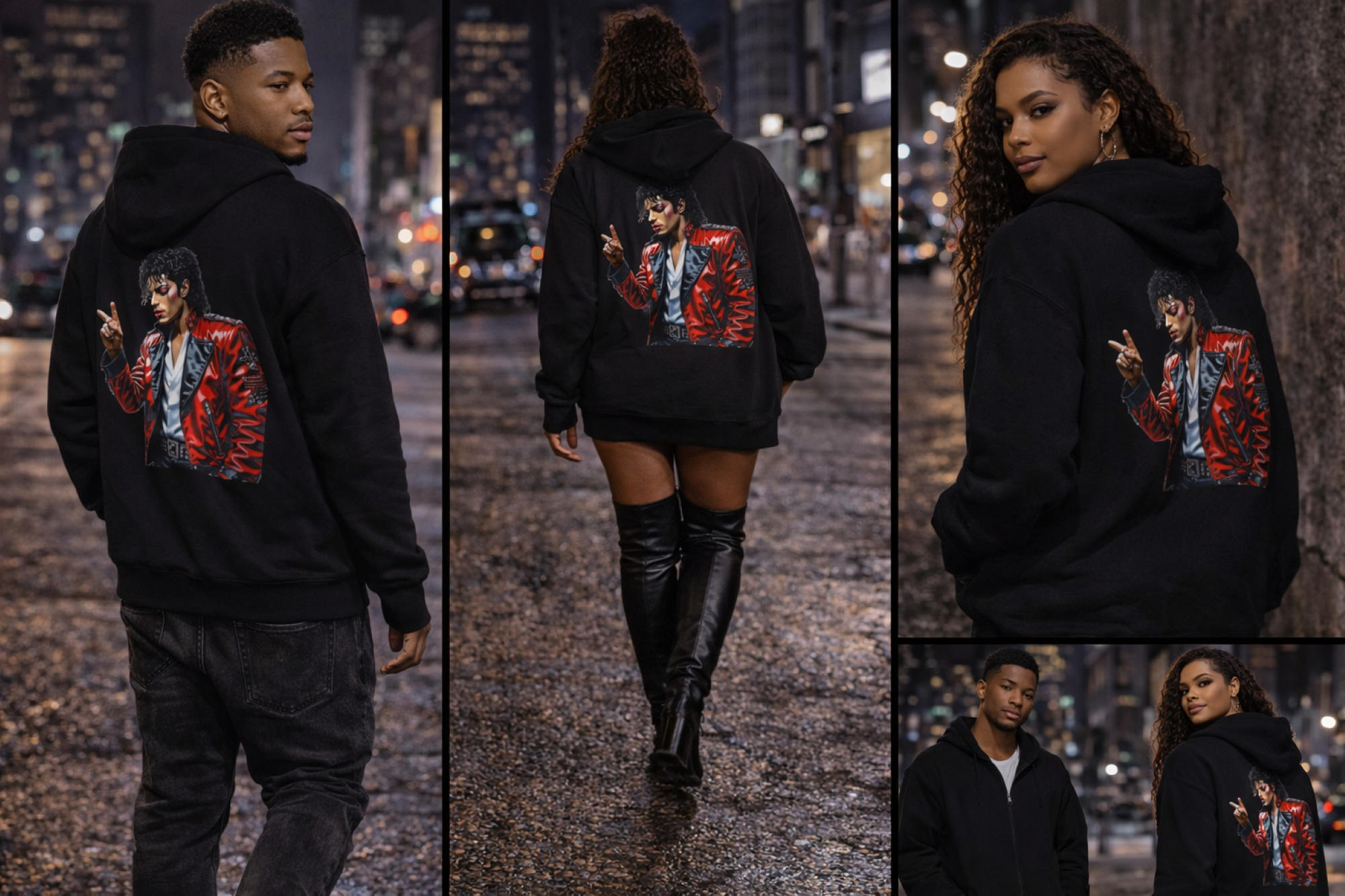 Thriller Vibes Zip Hoodie | Retro Horror Streetwear | 90s Inspired Graphic Hoodie | Pop Icon Aesthetic | Unisex product thumbnail image Thriller Vibes Zip Hoodie | Retro Horror Streetwear | 90s Inspired Graphic Hoodie | Pop Icon Aesthetic | Unisex product thumbnail image