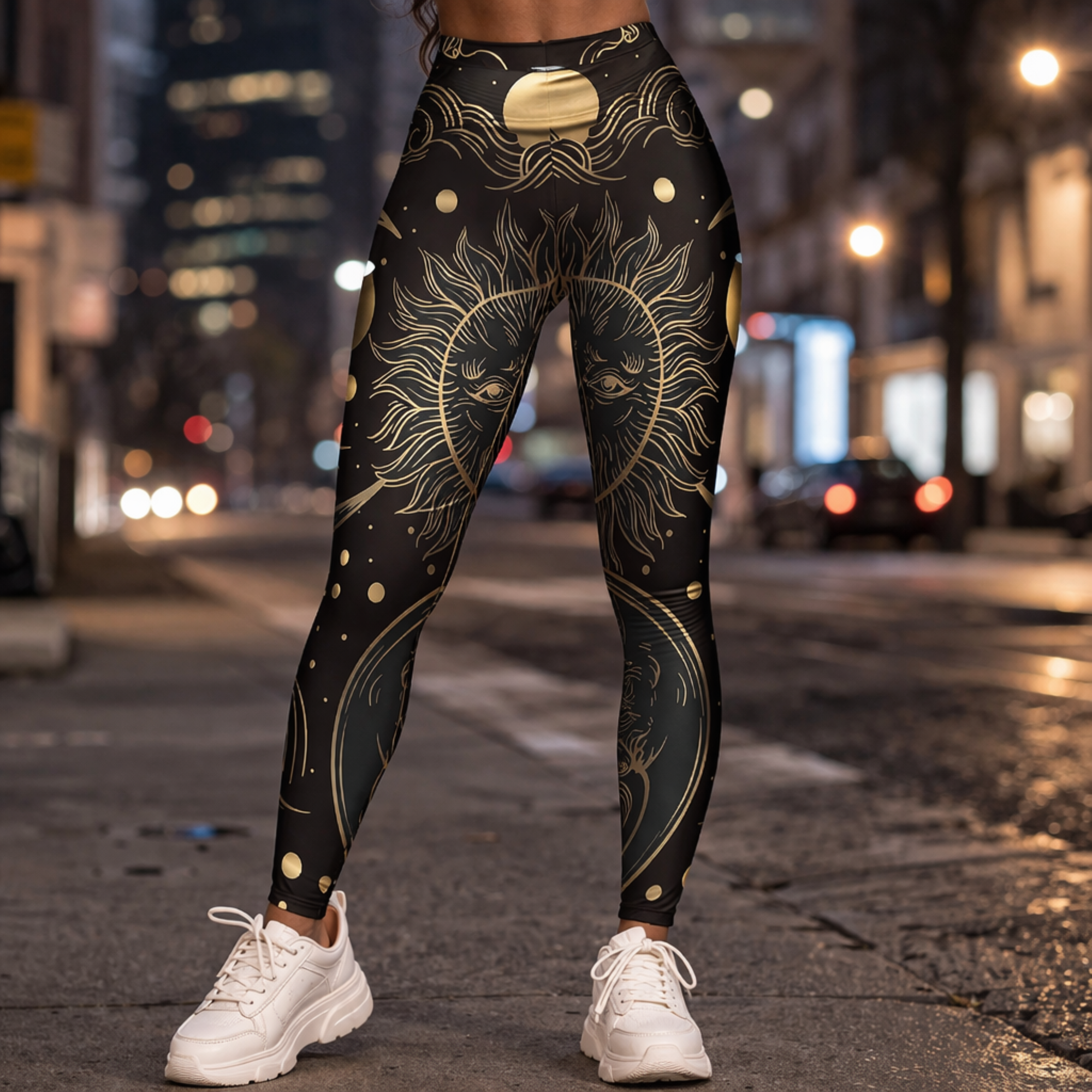 Celestial Noir Sun & Moon Leggings product thumbnail image Celestial Noir Sun & Moon Leggings product thumbnail image