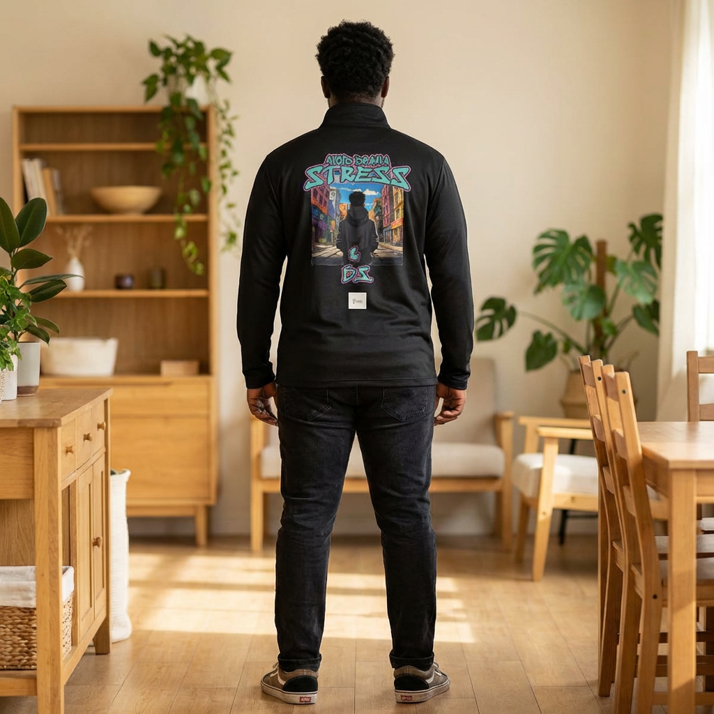 AVOID DRAMA STRESS &amp; B.S. Quarter-Zip Pullover | Urban Youth Graphic | Unisex Comfort Fit | Front &amp; Back Design | 5 Color Options | LifeCoachDesigns.shop
