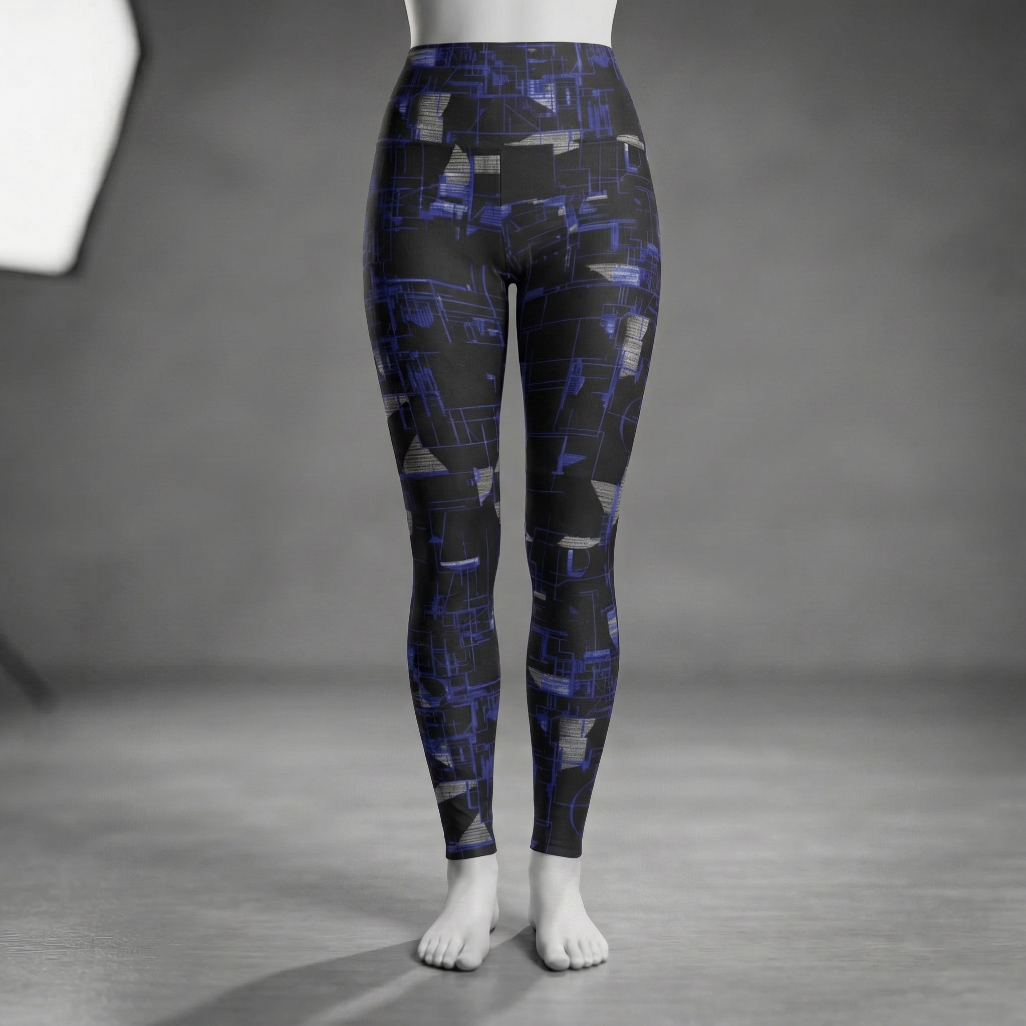 Circuit Board High Waisted Leggings : Blue