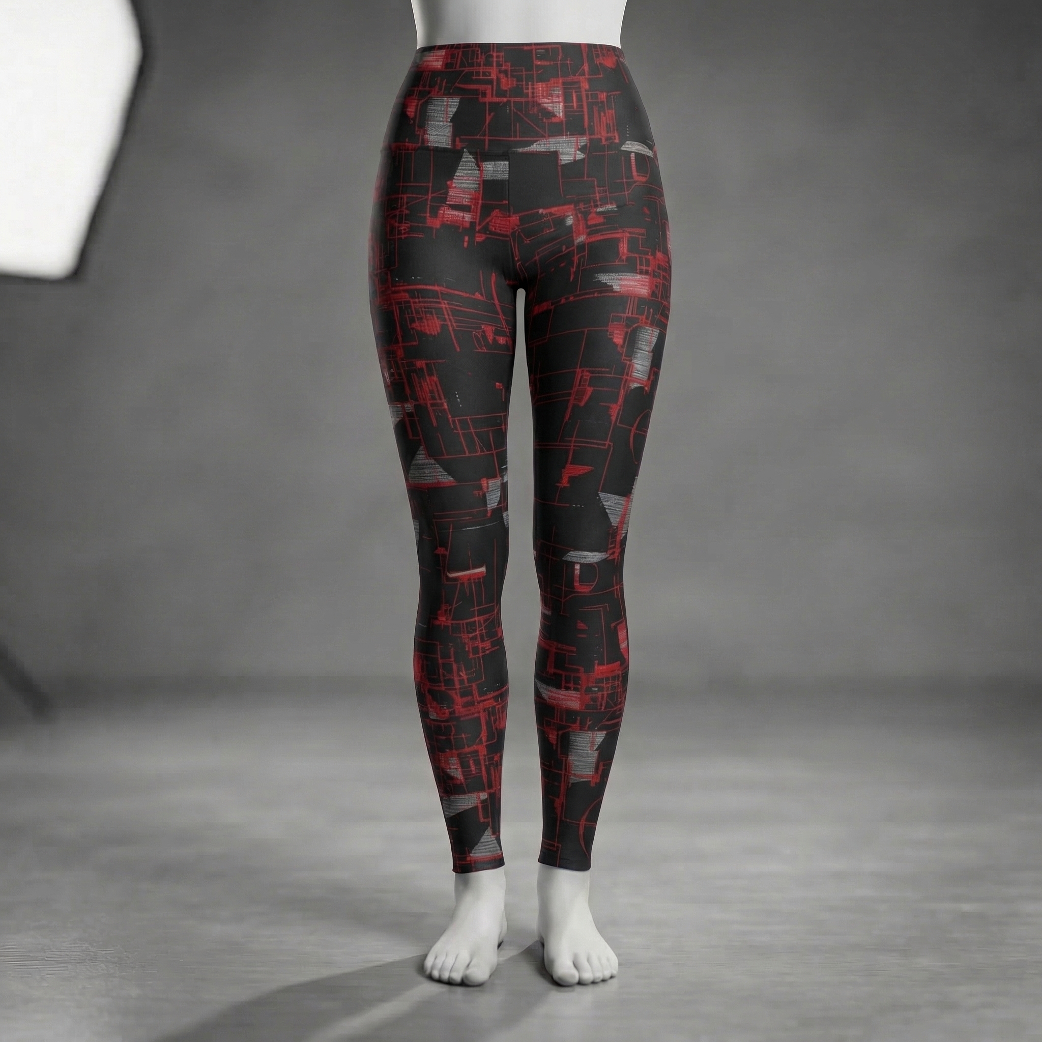Circuit Board High Waisted Leggings : Red
