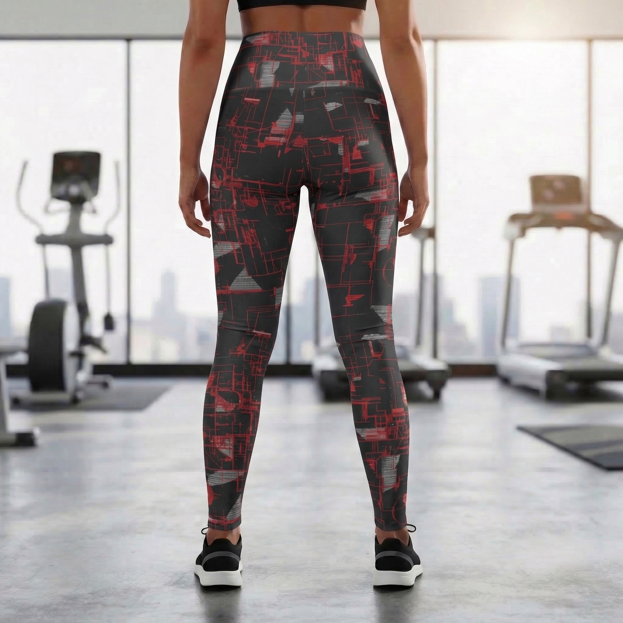 Circuit Board High Waisted Leggings : Red product thumbnail image