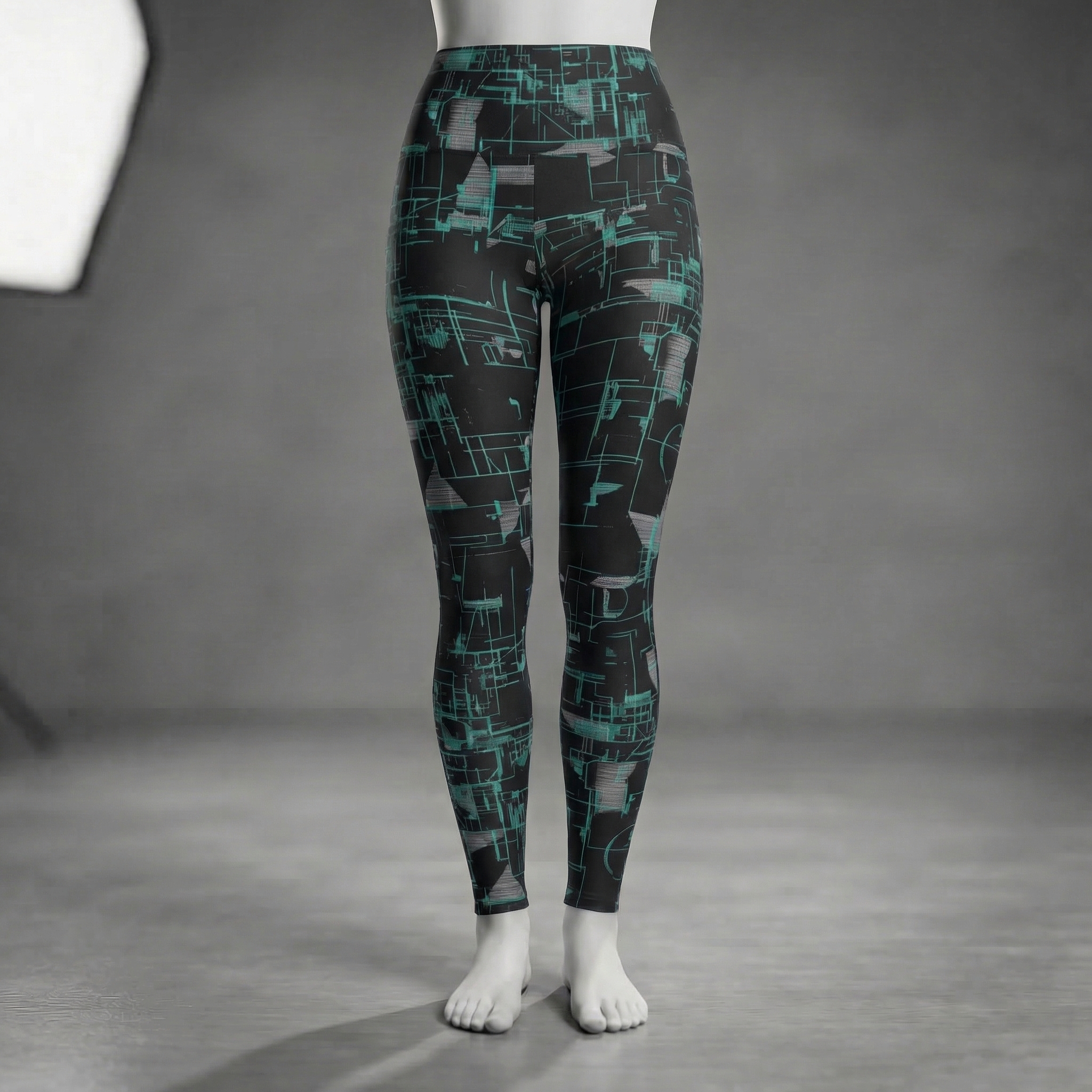 Circuit Board High Waisted Leggings : Teal product thumbnail image